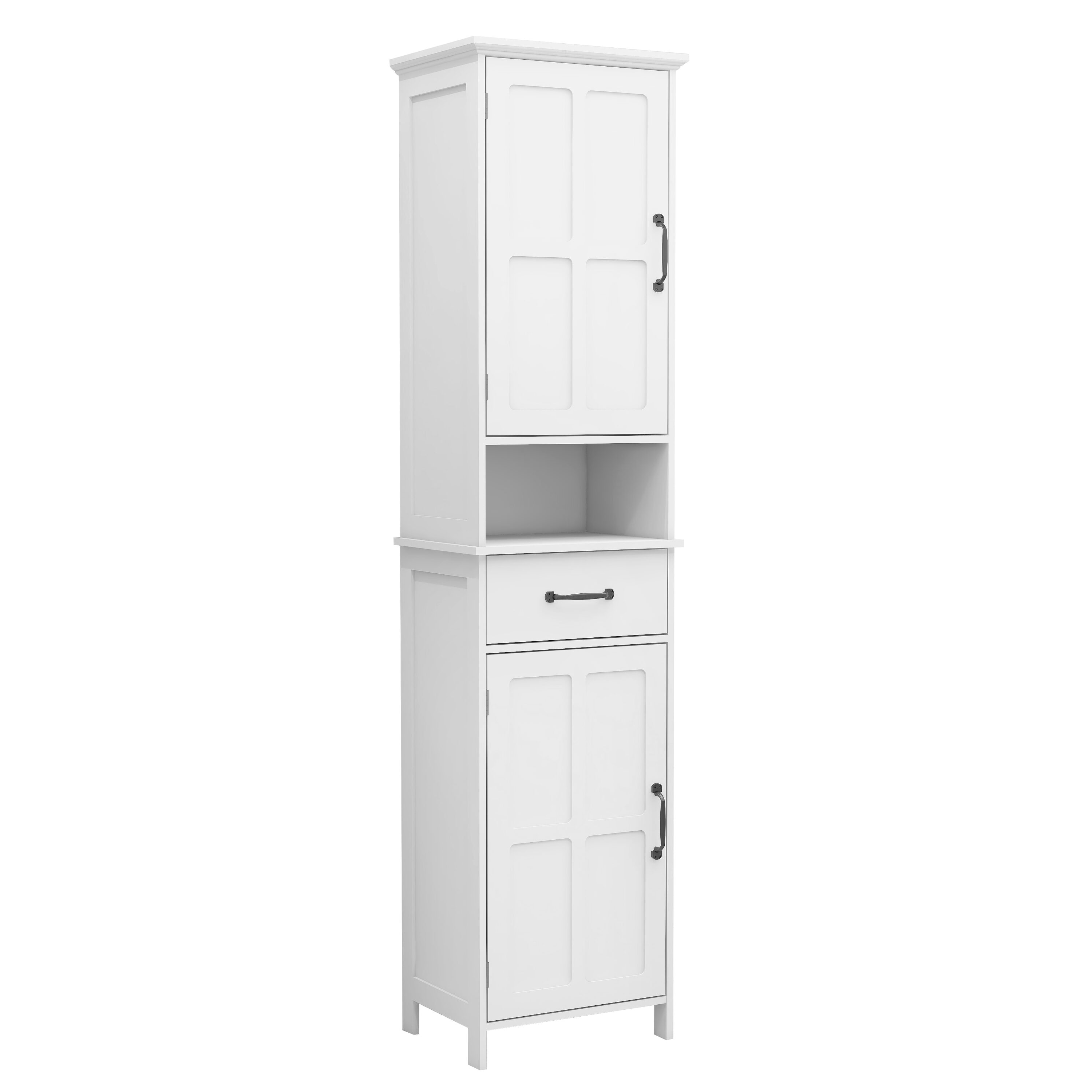 Gabinete de almacenamiento de utilidad blanco de MDF Siavonce 11.81 pulgadas de ancho x 64.96 pulgadas de alto, para montaje en pared o como mueble independiente FZ-D0102HRIMVJ