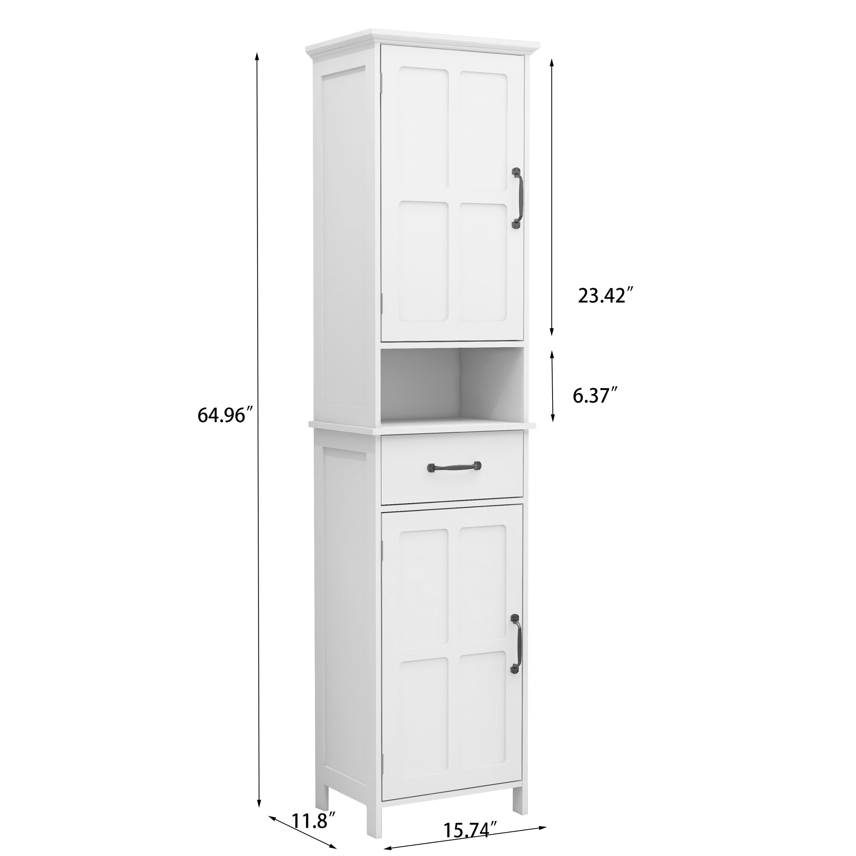 Gabinete de almacenamiento de utilidad blanco de MDF Siavonce 11.81 pulgadas de ancho x 64.96 pulgadas de alto, para montaje en pared o como mueble independiente FZ-D0102HRIMVJ