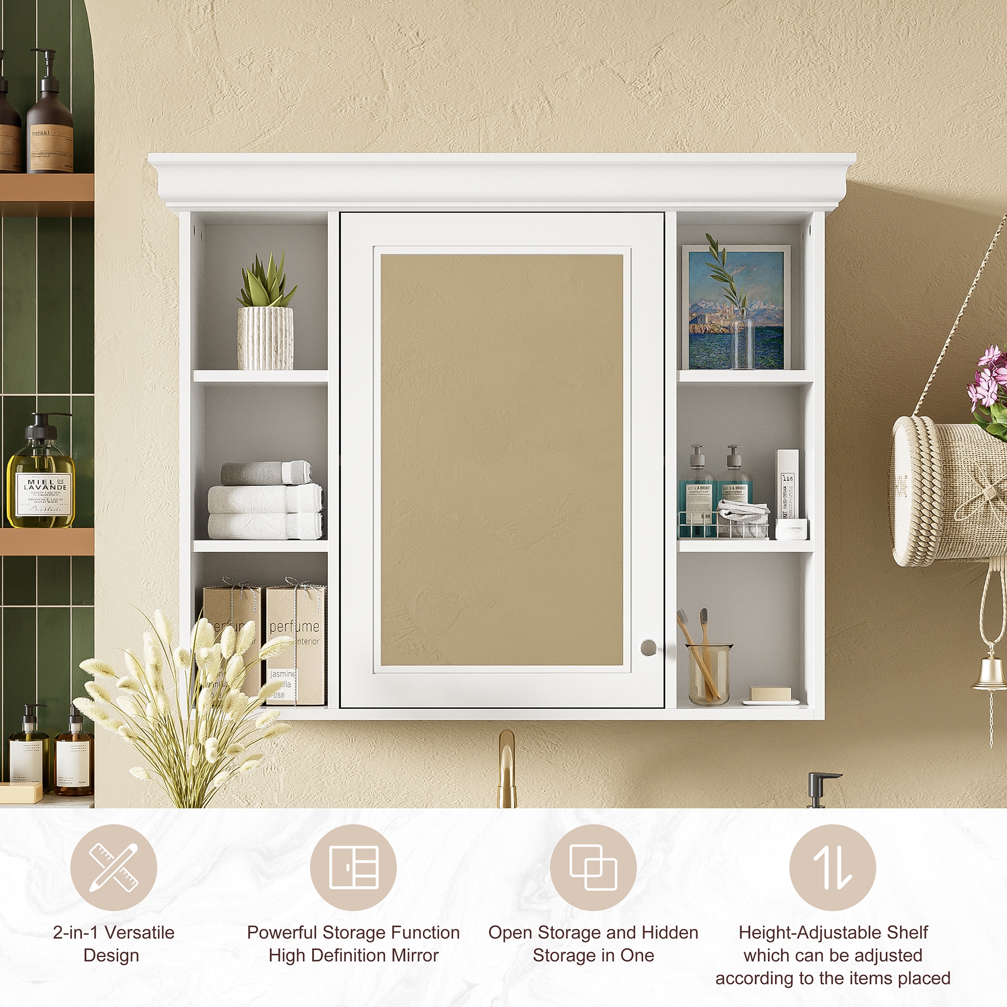 Gabinete de almacenamiento utilitario de montaje en pared blanco de MDF ZAKLOOP 7.16 pulgadas de ancho x 28.74 pulgadas de alto XU1396112830