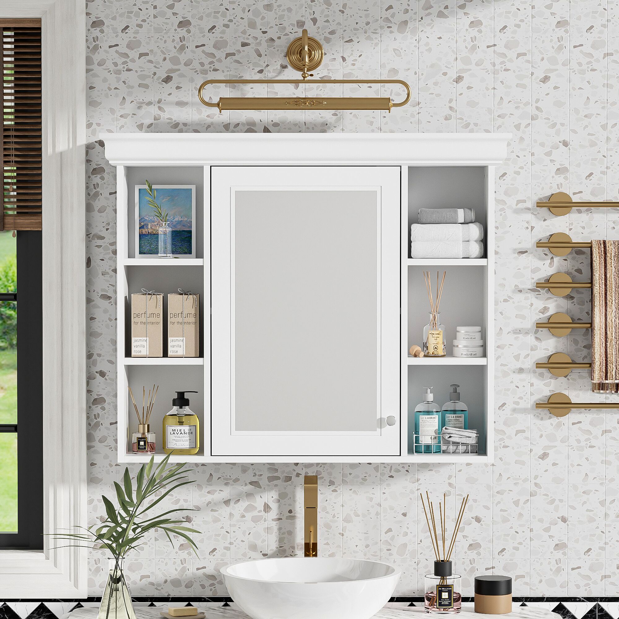 Gabinete de almacenamiento utilitario de montaje en pared blanco de MDF ZAKLOOP 7.16 pulgadas de ancho x 28.74 pulgadas de alto XU1396112830