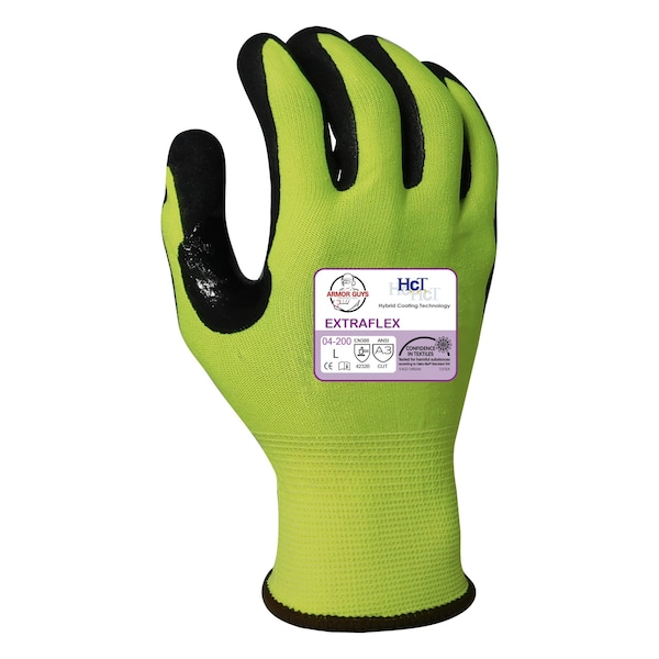 Guantes resistentes a cortes Armor Guys, Nivel de corte A3, 18g, Alto Visibilidad Amarillo/Negro, XL - 04-200-XL