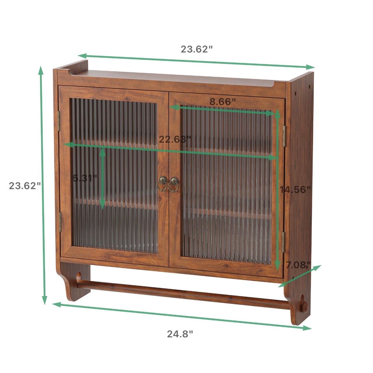 Gabinete de almacenamiento utilitario de madera marrón para montar en la pared de 7.08 pulgadas de ancho x 23.62 pulgadas de alto ZAKLOOP WU06280356