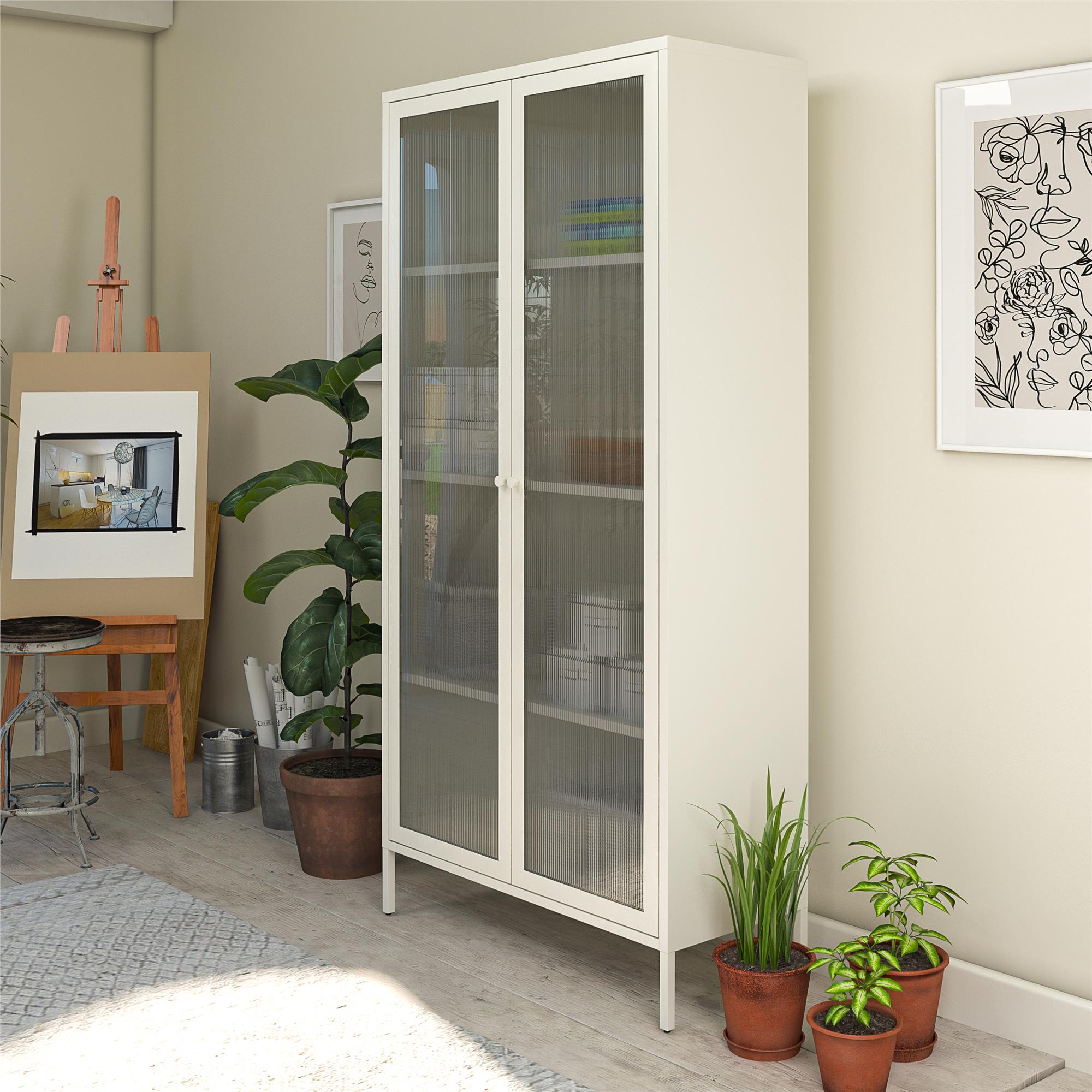Gabinete de almacenamiento utilitario independiente de acero blanco Ameriwood Home Ashbury Heights 35.38 pulgadas W x 72.83 pulgadas H 3464013COM