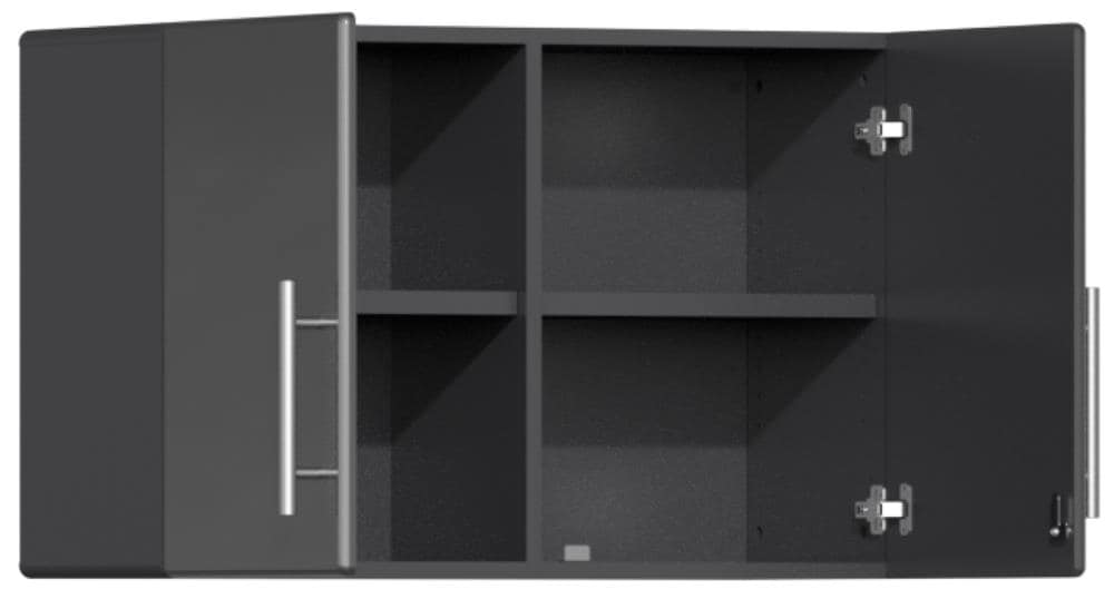 Sistema de almacenamiento para el garaje Ulti-MATE 141.8 pulgadas de ancho x 80 pulgadas de alto x 21 pulgadas de profundidad, 8 gabinetes de madera compuesta con frente metálico gris sobre caja gris UG26072G