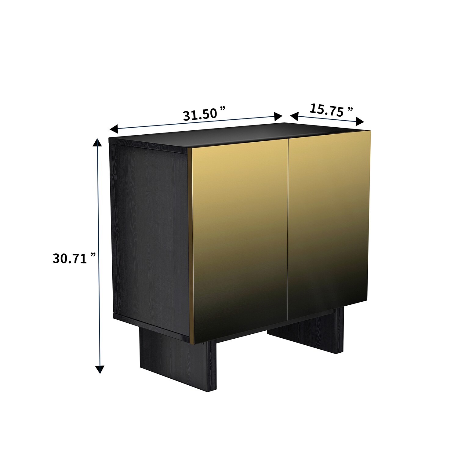 Gabinete de Almacenamiento de Utilidad Independiente de MDF dorado cepillado de 15.75 pulgadas de ancho por 31.5 pulgadas de alto GZ-W-1658S-K
