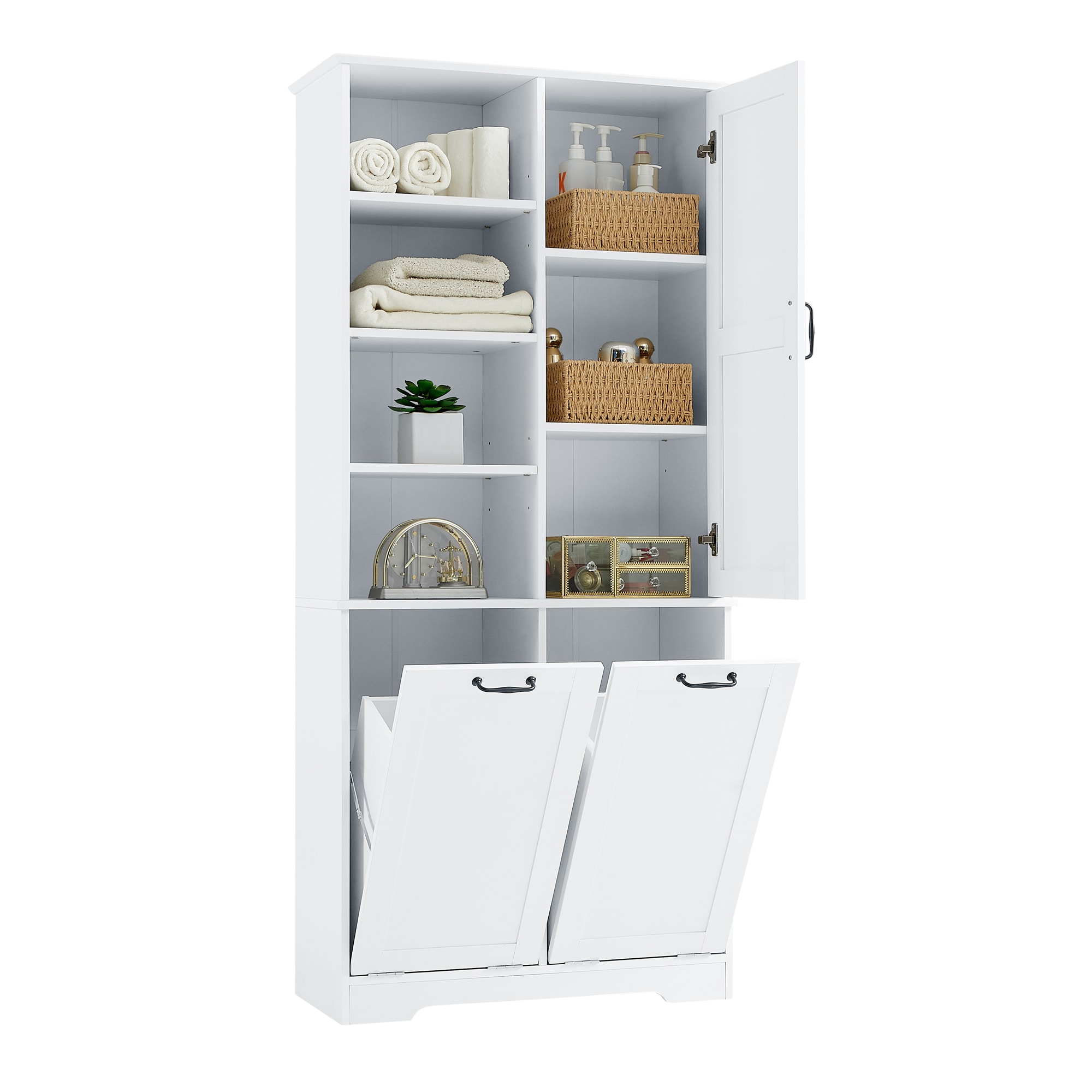 Gabinete de Almacenamiento Utilitario Independiente blanco de MDF Siavonce 31 pulg. de ancho x 68 pulg. de alto XH68233