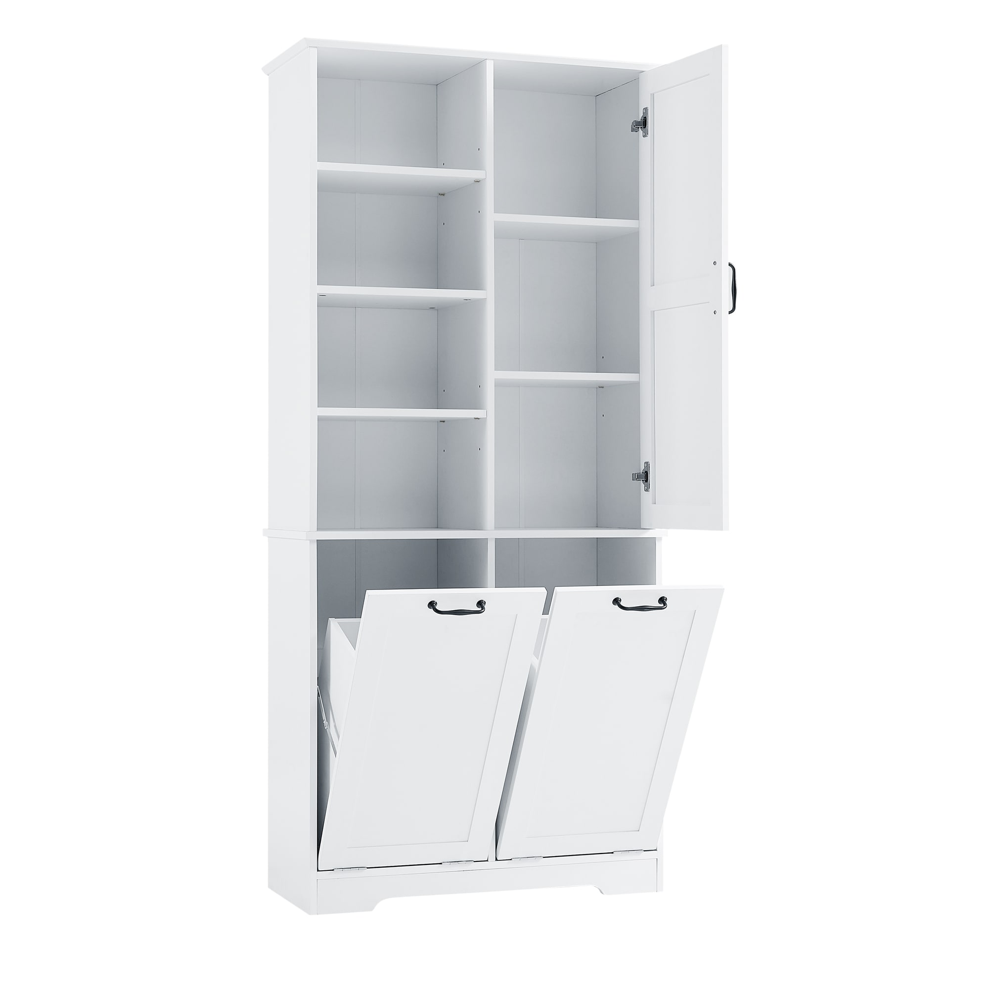 Gabinete de Almacenamiento Utilitario Independiente blanco de MDF Siavonce 31 pulg. de ancho x 68 pulg. de alto XH68233