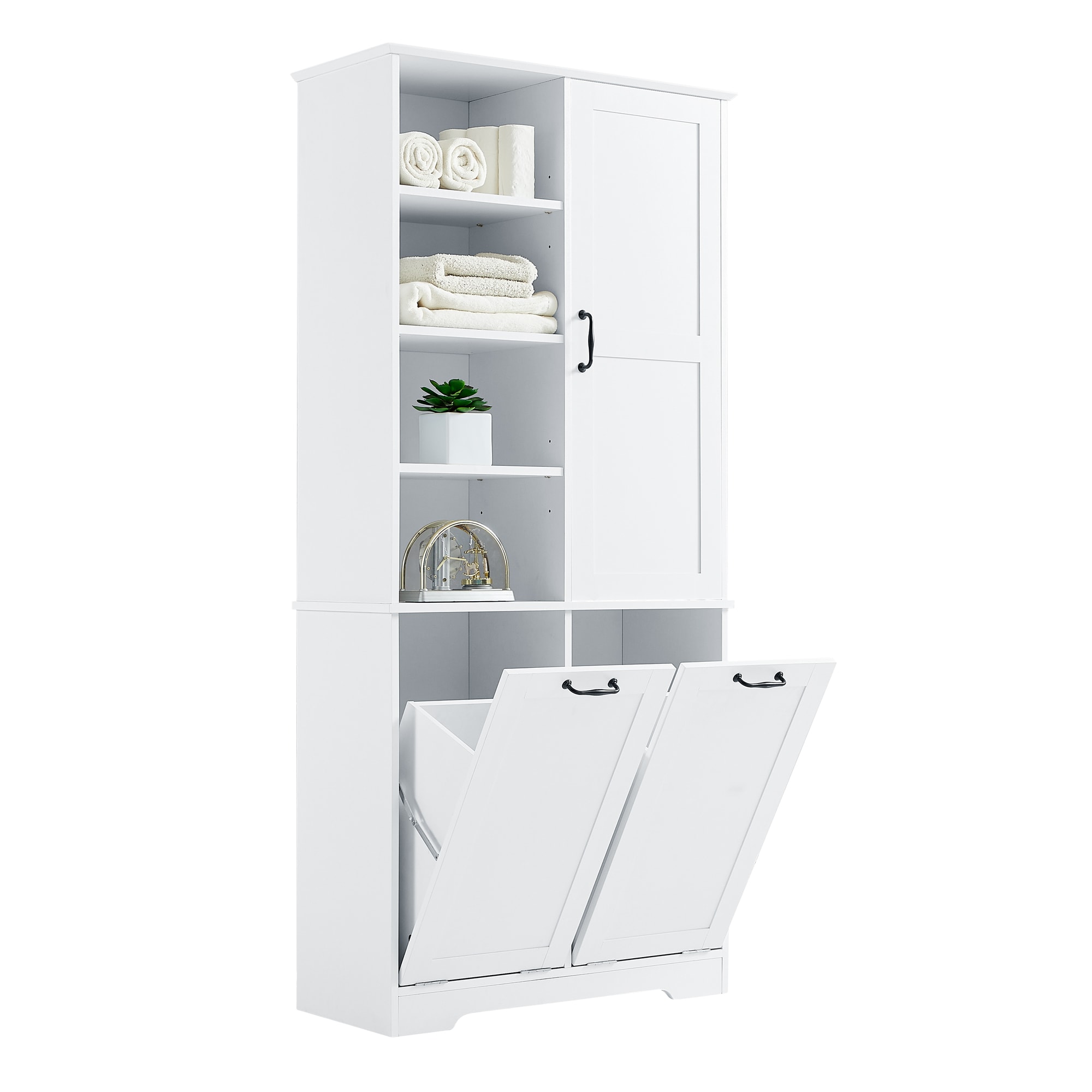 Gabinete de Almacenamiento Utilitario Independiente blanco de MDF Siavonce 31 pulg. de ancho x 68 pulg. de alto XH68233