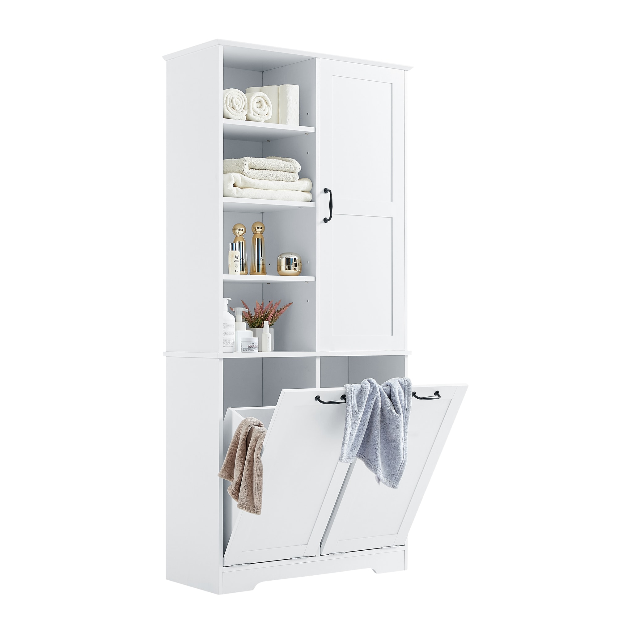Gabinete de Almacenamiento Utilitario Independiente blanco de MDF Siavonce 31 pulg. de ancho x 68 pulg. de alto XH68233