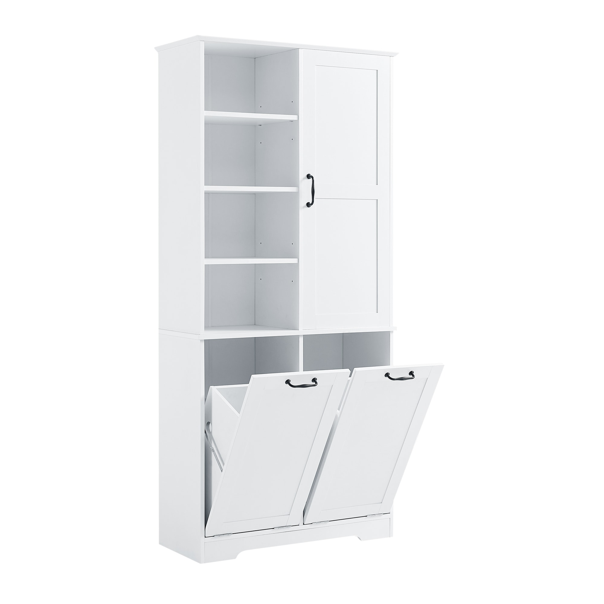 Gabinete de Almacenamiento Utilitario Independiente blanco de MDF Siavonce 31 pulg. de ancho x 68 pulg. de alto XH68233