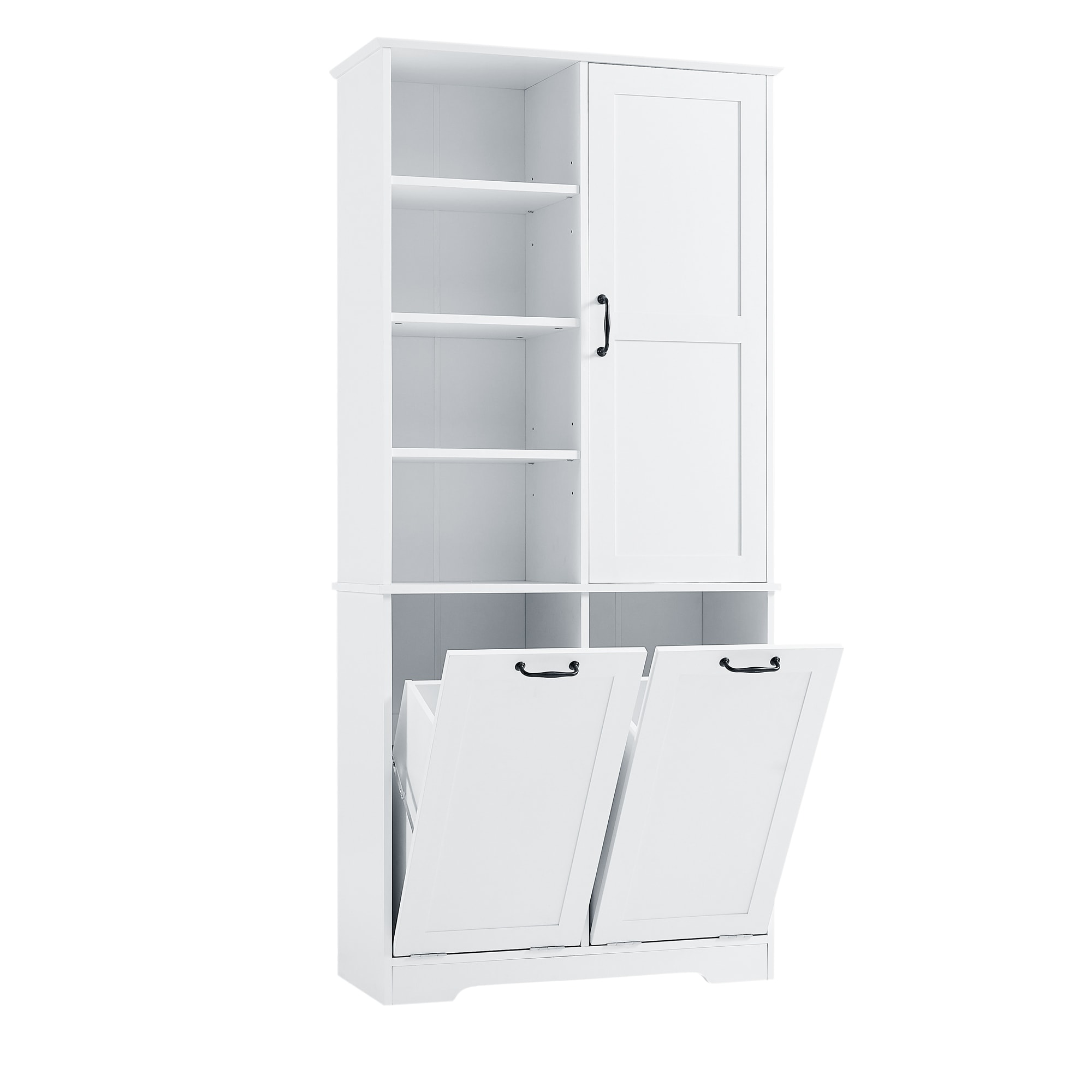 Gabinete de Almacenamiento Utilitario Independiente blanco de MDF Siavonce 31 pulg. de ancho x 68 pulg. de alto XH68233