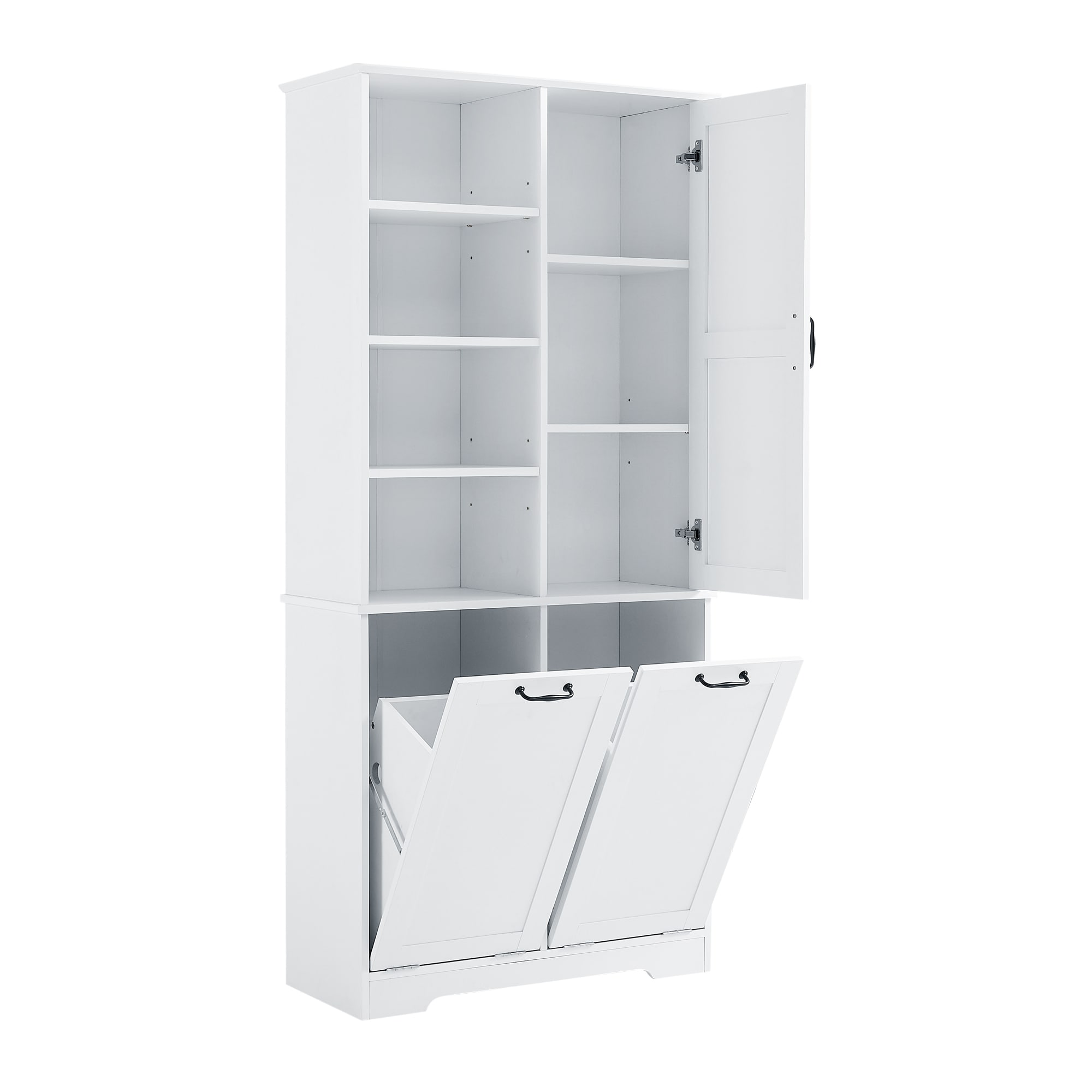 Gabinete de Almacenamiento Utilitario Independiente blanco de MDF Siavonce 31 pulg. de ancho x 68 pulg. de alto XH68233