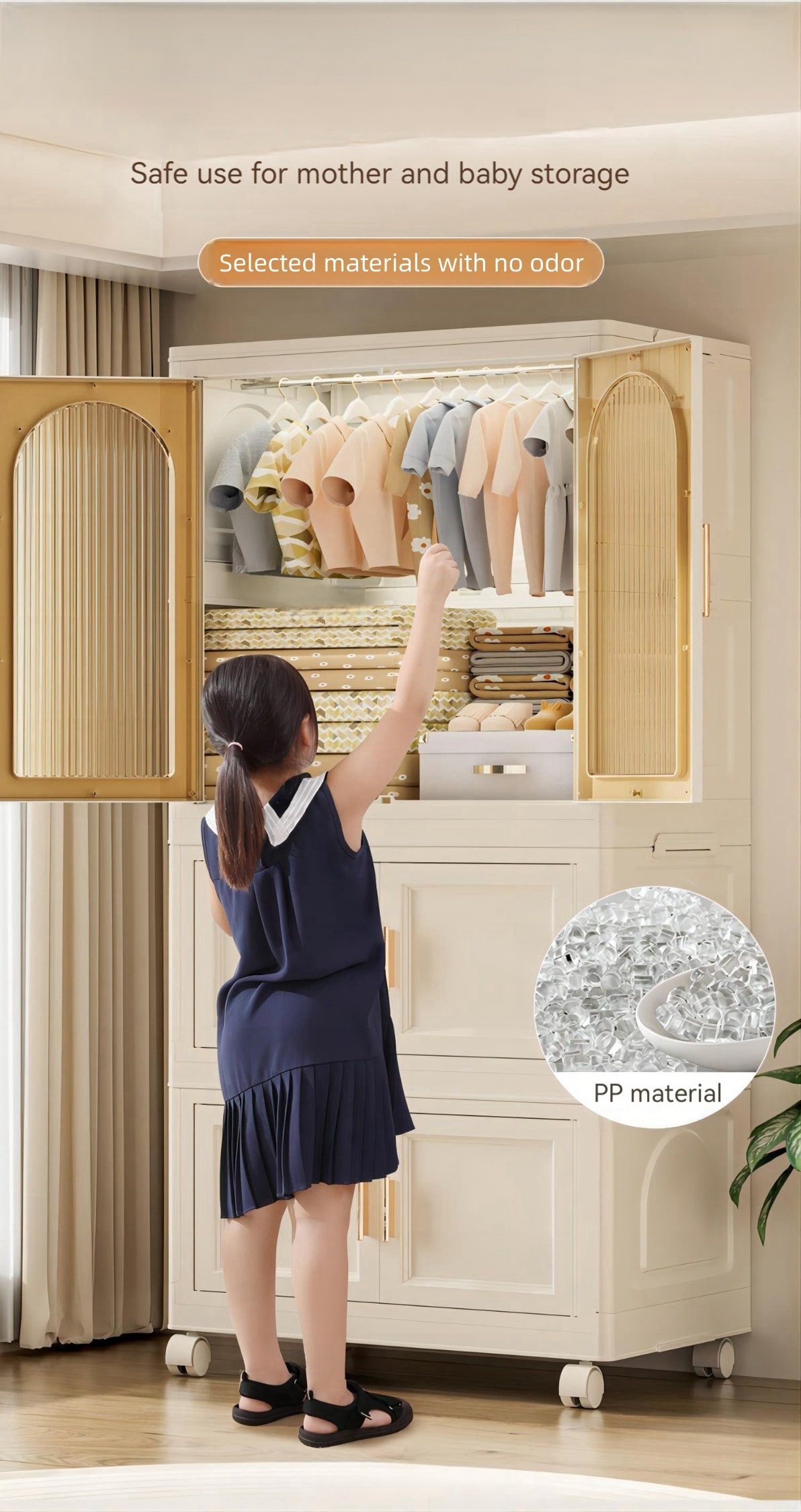 Gabinete de almacenamiento de utilidad independiente de plástico blanco ZAKLOOP de 15.75 pulgadas de ancho x 70.87 pulgadas de altura