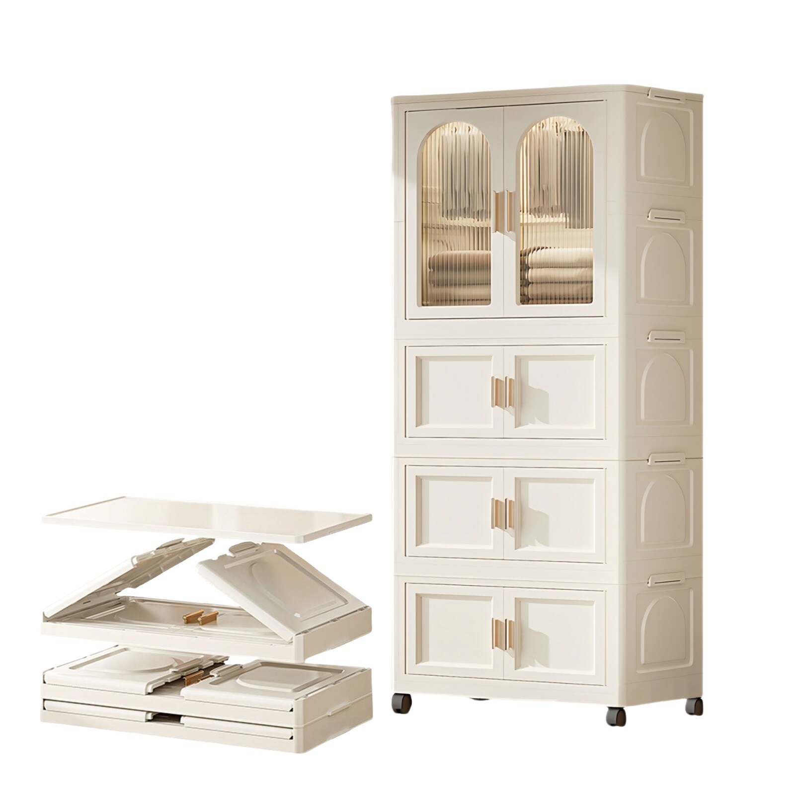 Gabinete de almacenamiento de utilidad independiente de plástico blanco ZAKLOOP de 15.75 pulgadas de ancho x 70.87 pulgadas de altura