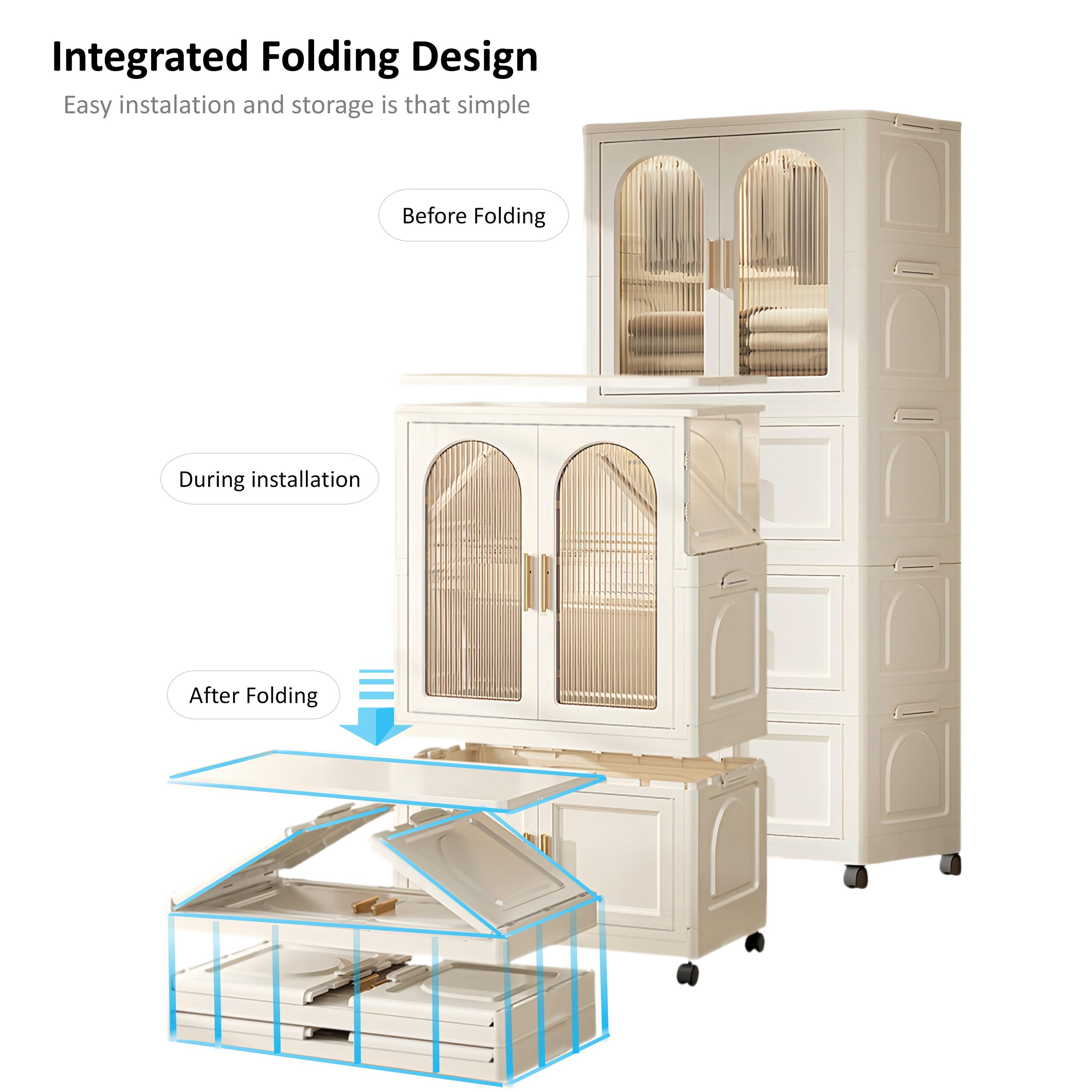 Gabinete de almacenamiento de utilidad independiente de plástico blanco ZAKLOOP de 15.75 pulgadas de ancho x 70.87 pulgadas de altura