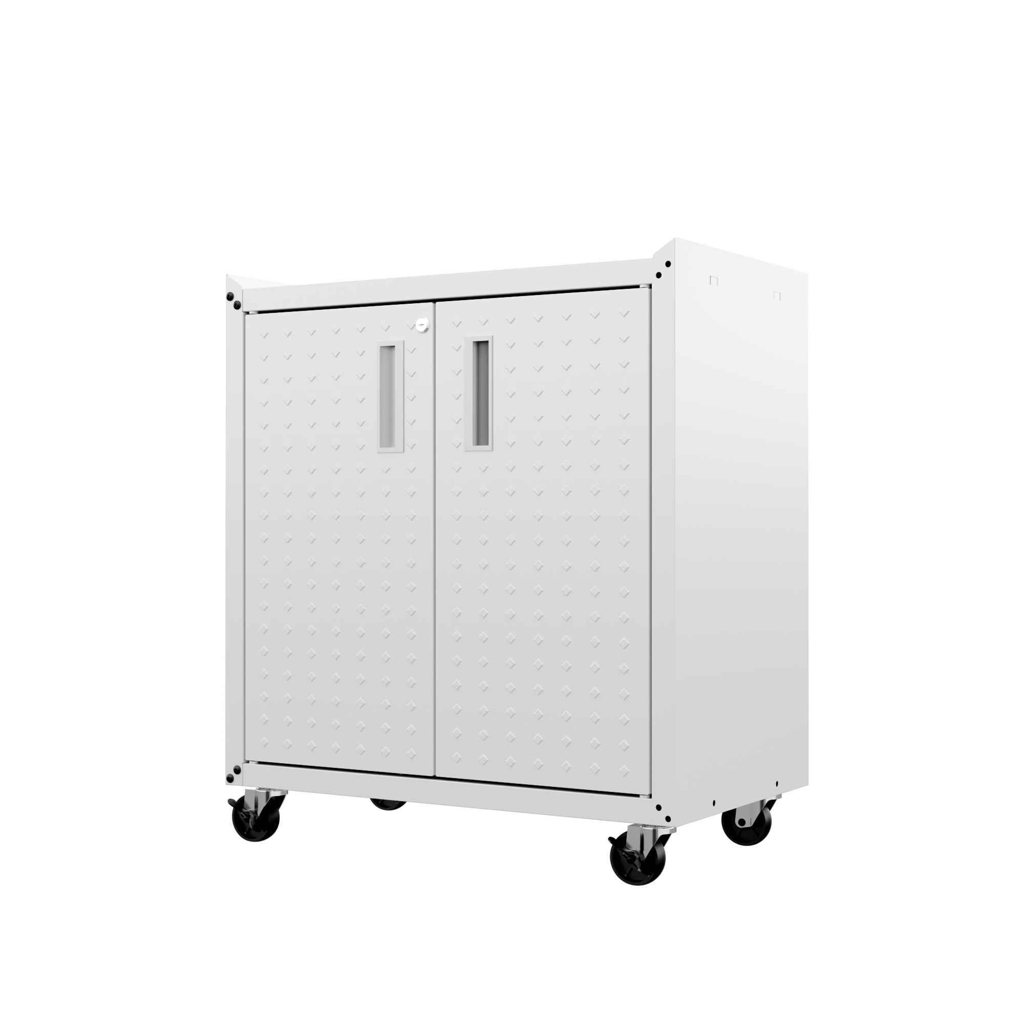 Gabinete de garaje independiente de aluminio blanco Fortress de 30.3 pulgadas de ancho x 31.5 pulgadas de alto x 18.2 pulgadas de profundidad de Manhattan Comfort