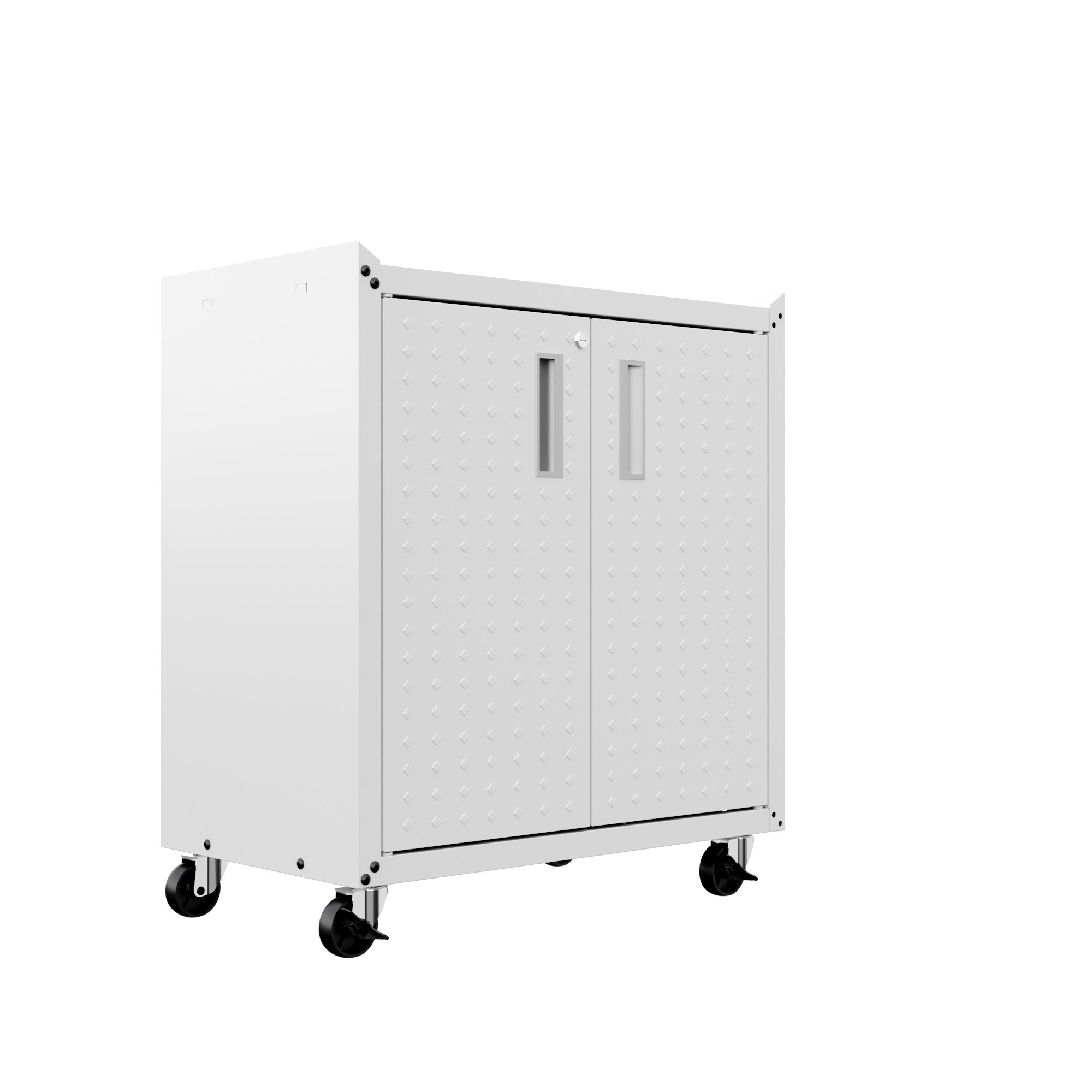 Gabinete de garaje independiente de aluminio blanco Fortress de 30.3 pulgadas de ancho x 31.5 pulgadas de alto x 18.2 pulgadas de profundidad de Manhattan Comfort