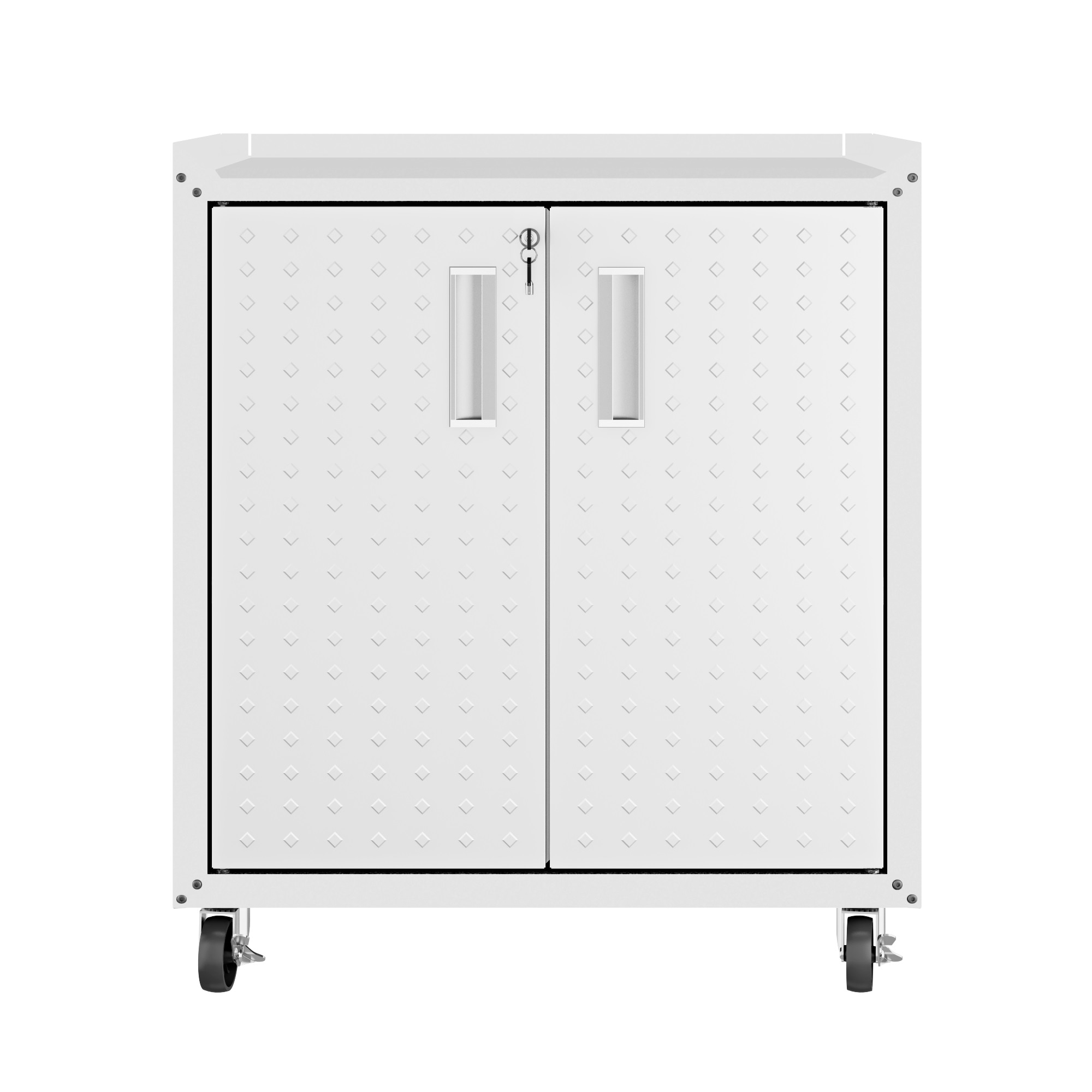 Gabinete de garaje independiente de aluminio blanco Fortress de 30.3 pulgadas de ancho x 31.5 pulgadas de alto x 18.2 pulgadas de profundidad de Manhattan Comfort