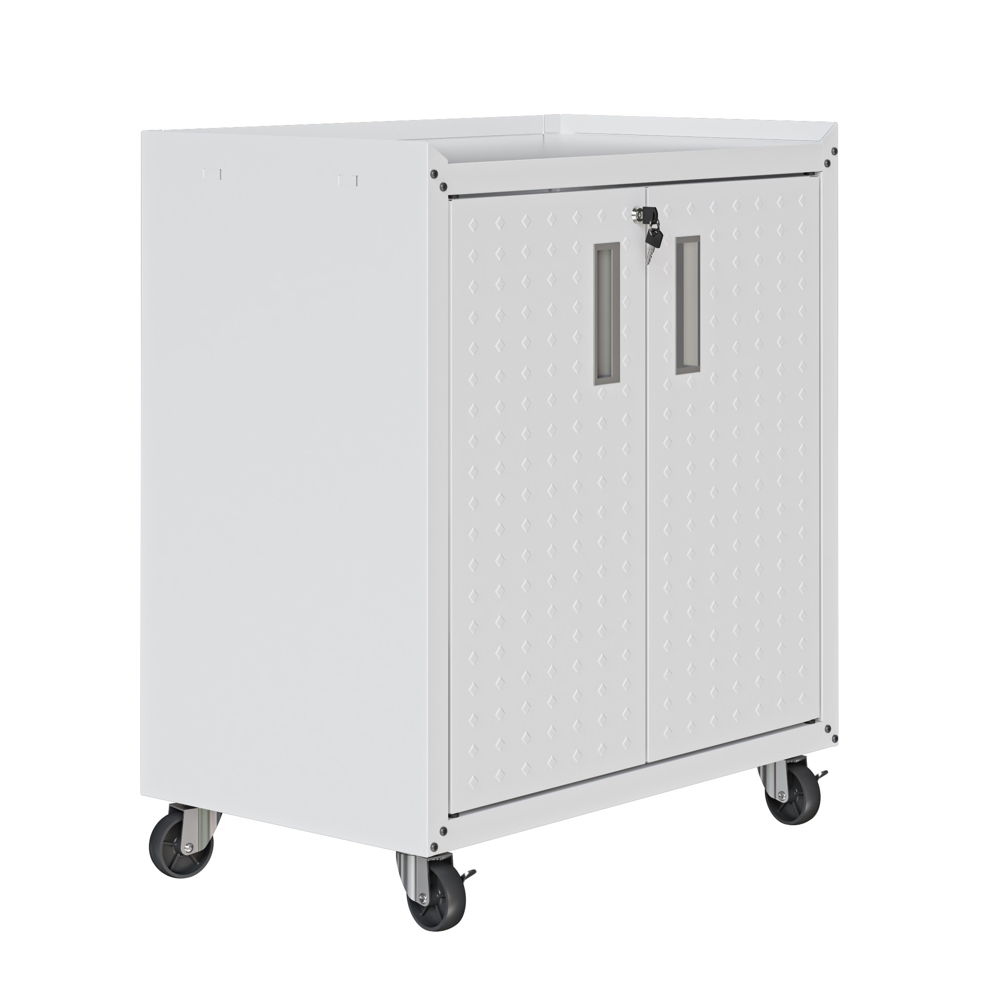 Gabinete de garaje independiente de aluminio blanco Fortress de 30.3 pulgadas de ancho x 31.5 pulgadas de alto x 18.2 pulgadas de profundidad de Manhattan Comfort