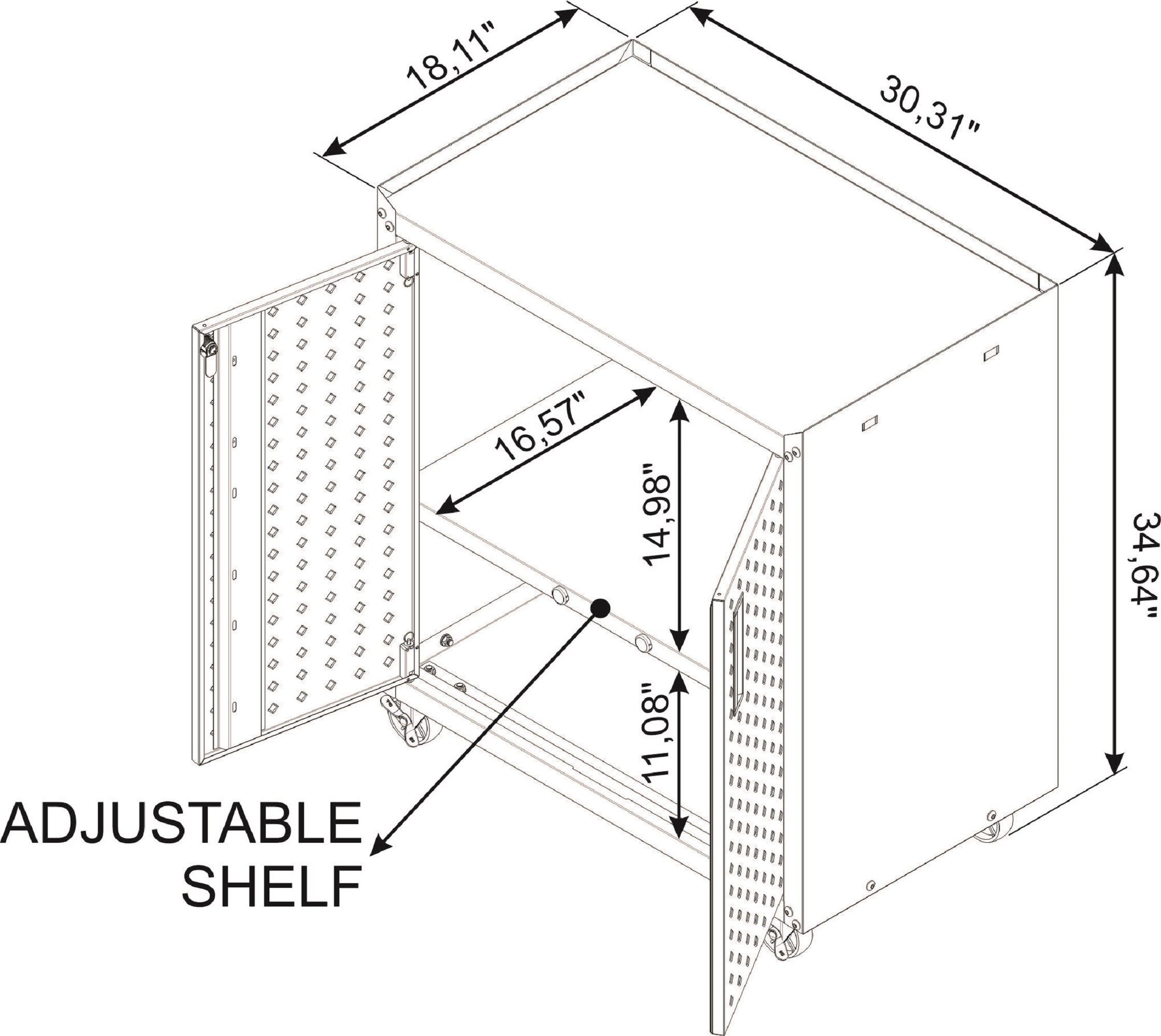 Gabinete de garaje independiente de aluminio en gris de 30.3 pulgadas de ancho x 31.5 pulgadas de alto x 18.2 pulgadas de profundidad de Manhattan Comfort Fortress 3GMCC-CH