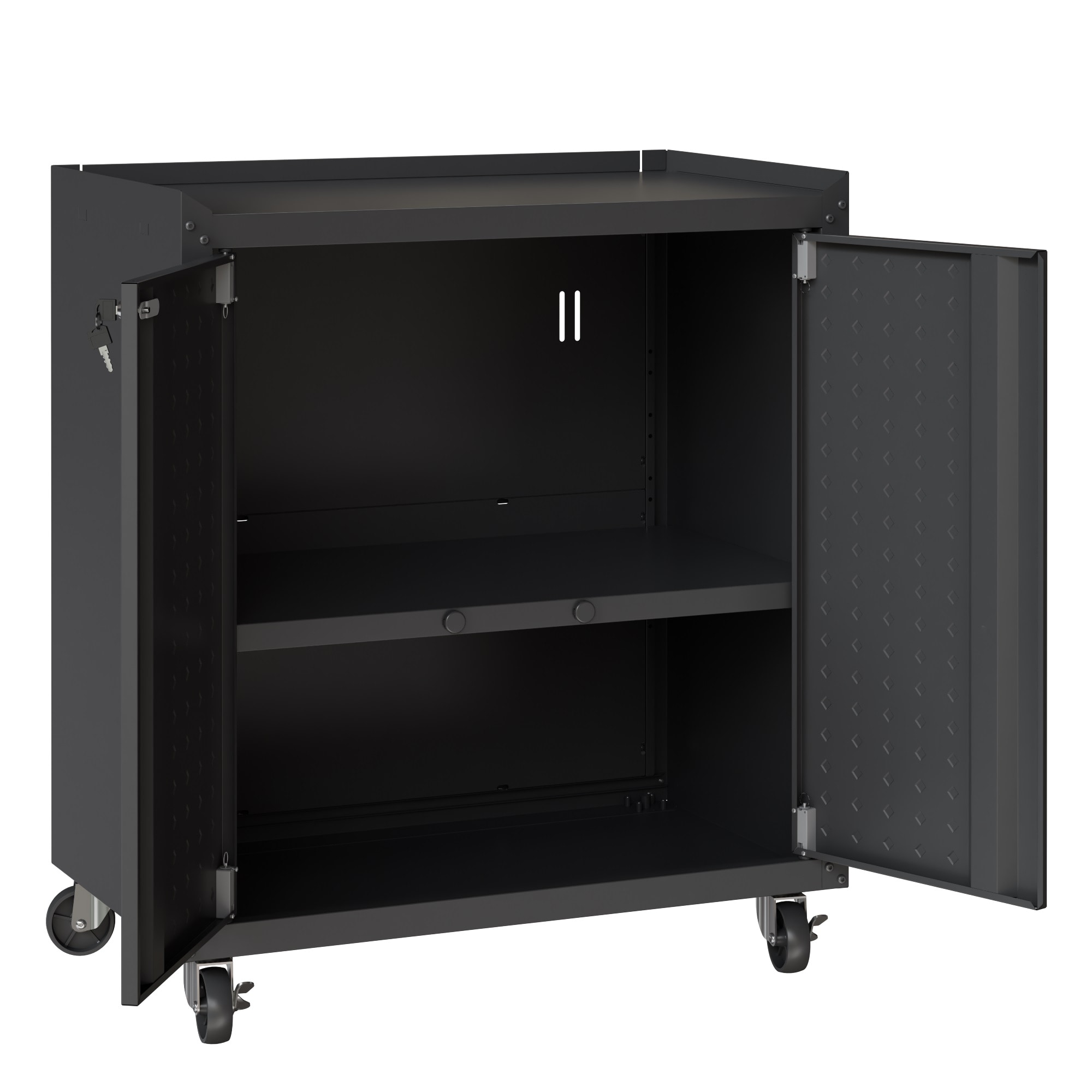 Gabinete de garaje independiente de aluminio en gris de 30.3 pulgadas de ancho x 31.5 pulgadas de alto x 18.2 pulgadas de profundidad de Manhattan Comfort Fortress 3GMCC-CH