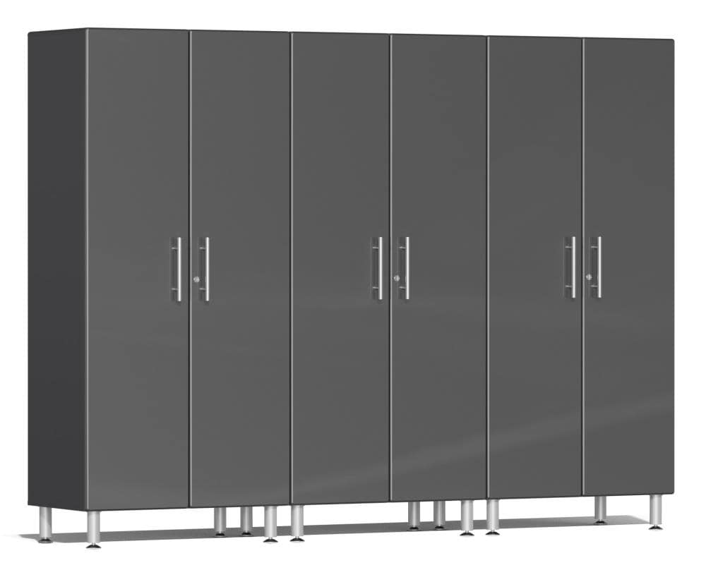 Sistema de Almacenamiento para Garaje 106.5 Pulgadas W x 80 Pulgadas H x 21 Pulgadas D con 3 Gabinetes de Madera Compuesta en Gris Metálico Grafito y Gris Ulti-MATE UG22630G