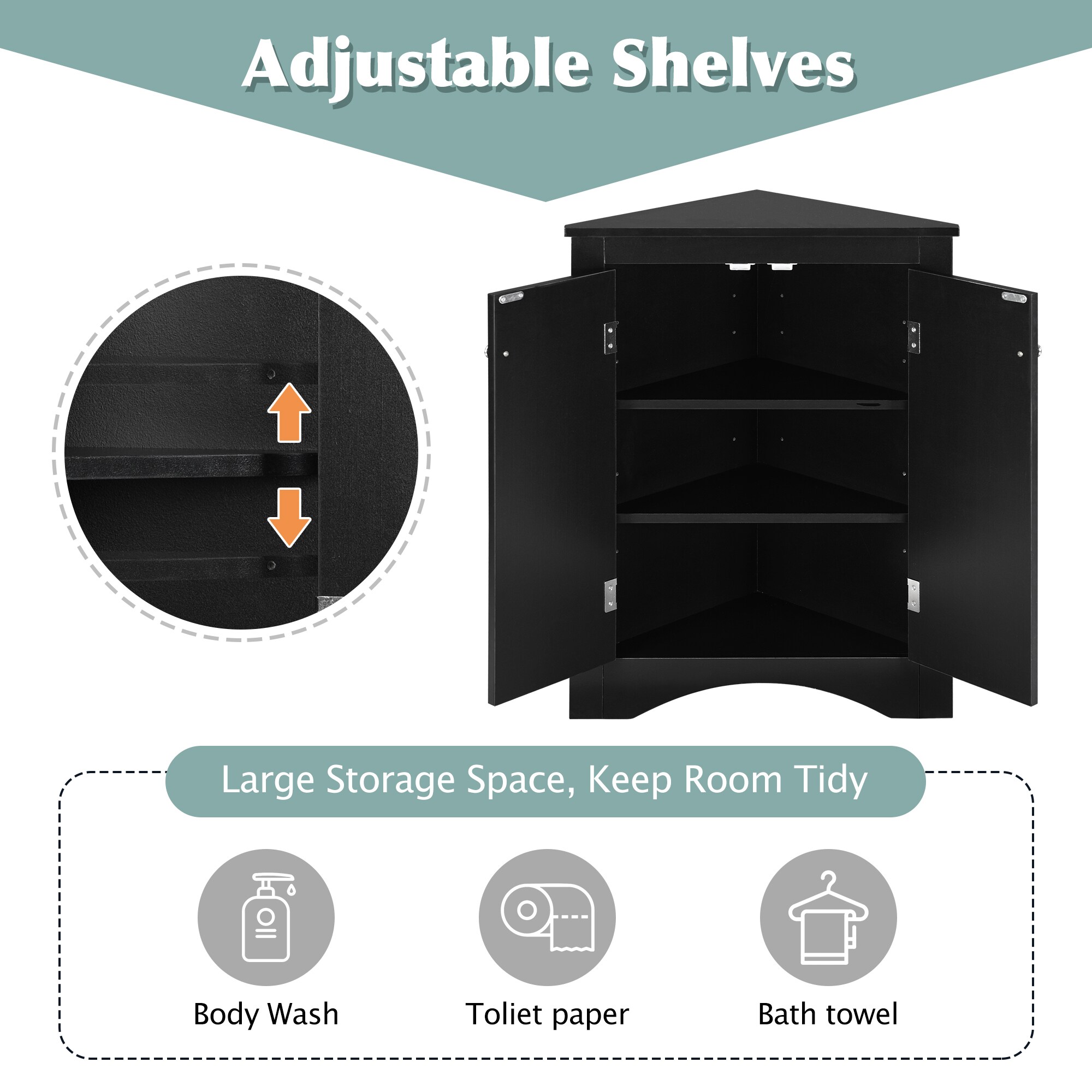 Gabinete de almacenamiento utilitario de pared en negro de MDF Siavonce 17 pulg. x 32 pulg. modelo ZX-D0102HEBENG