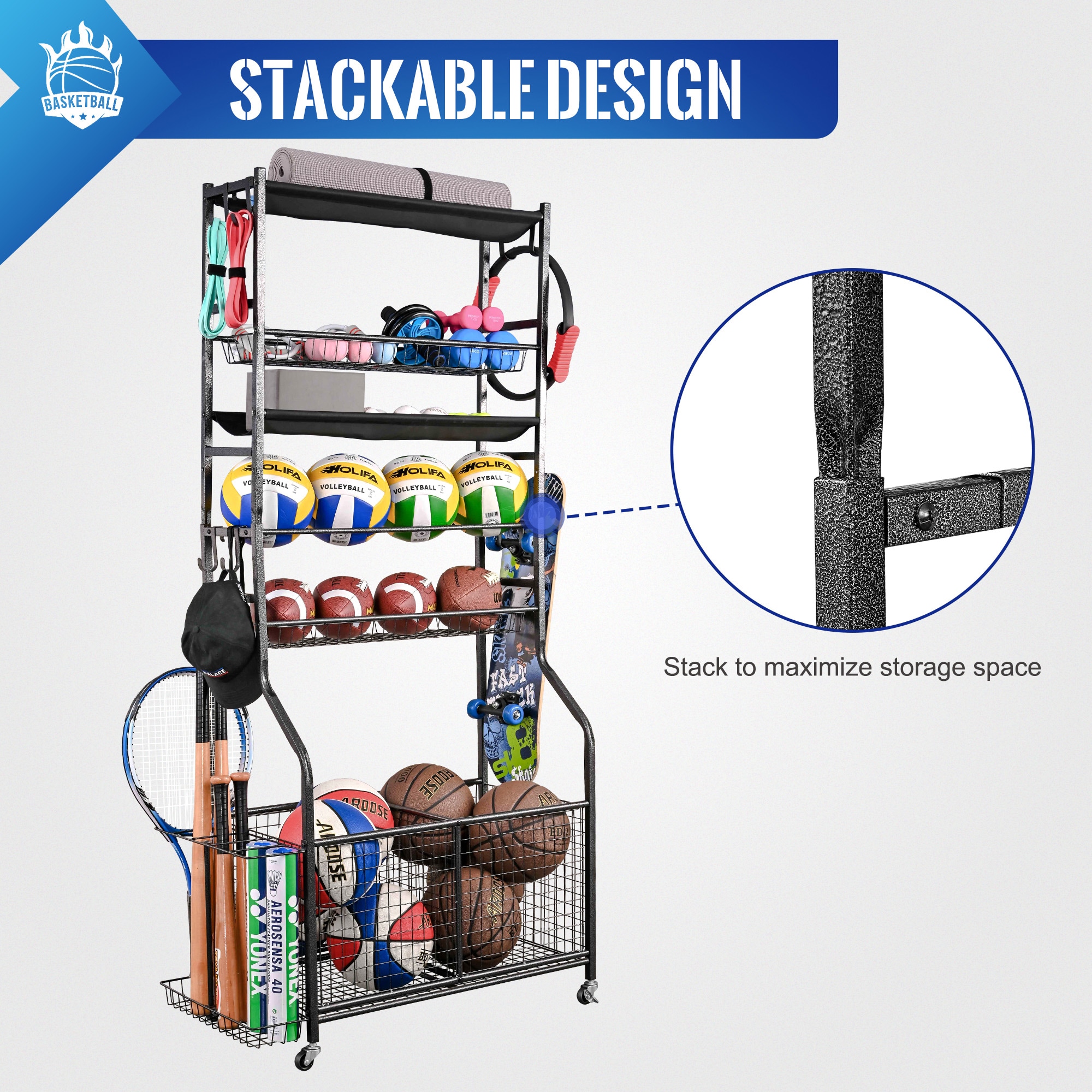 Sistema de almacenamiento para garaje de acero negro con 8 gabinetes - LTMATE 36.2 pulgadas de ancho x 71.1 pulgadas de alto x 16.5 pulgadas de profundidad LSM519F