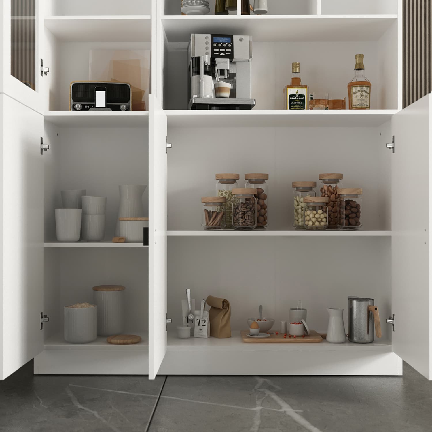 Gabinete de almacenamiento utilitario autónomo de MDF blanco FUFU&GAGA de 47.2 pulgadas de ancho x 87.8 pulgadas de alto KF210158+159+163