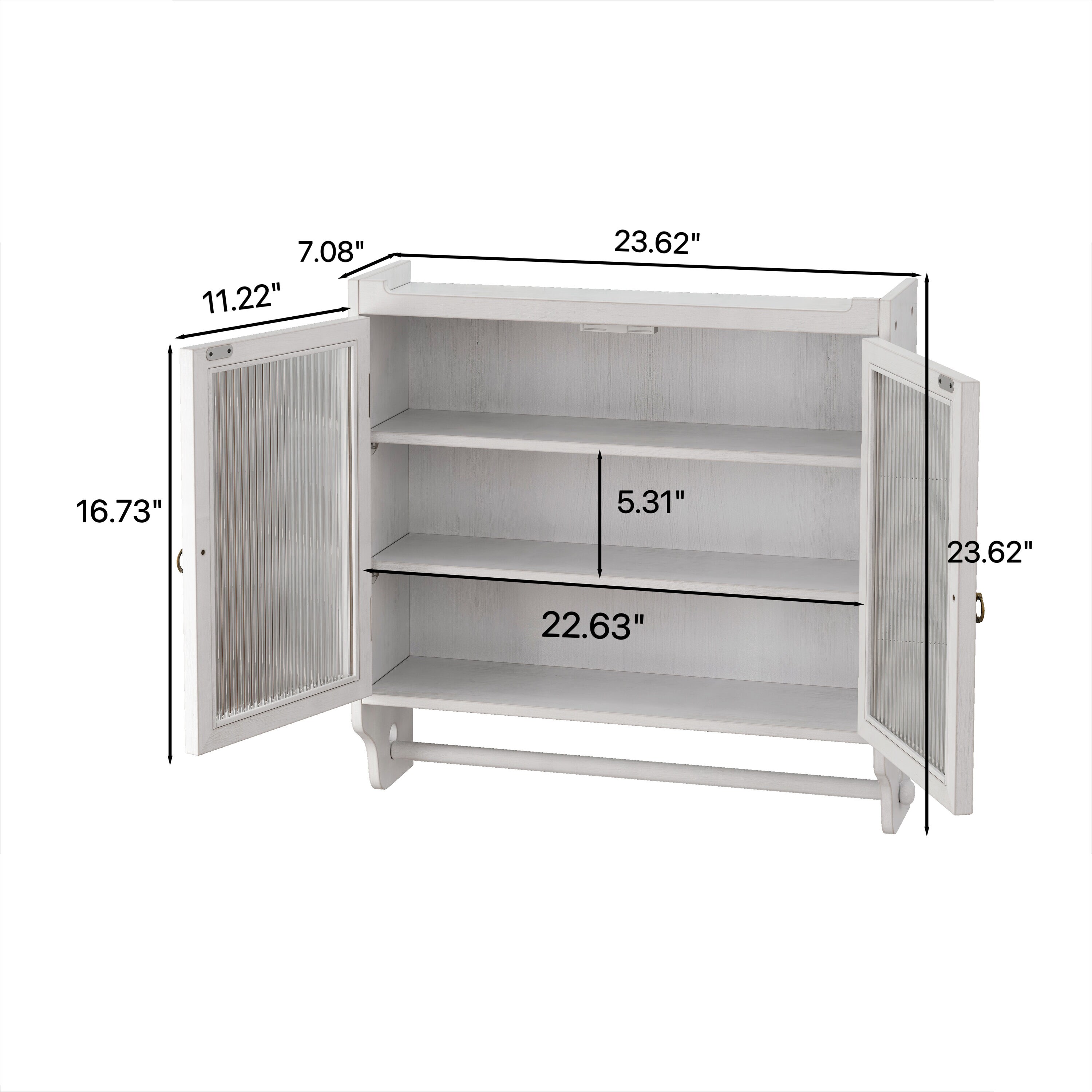 Gabinete de almacenamiento montado en la pared de utilidad de compuesto de madera blanco ZAKLOOP 7.08 pulgadas de Ancho x 23.62 pulgadas de Alto WU1396P149670