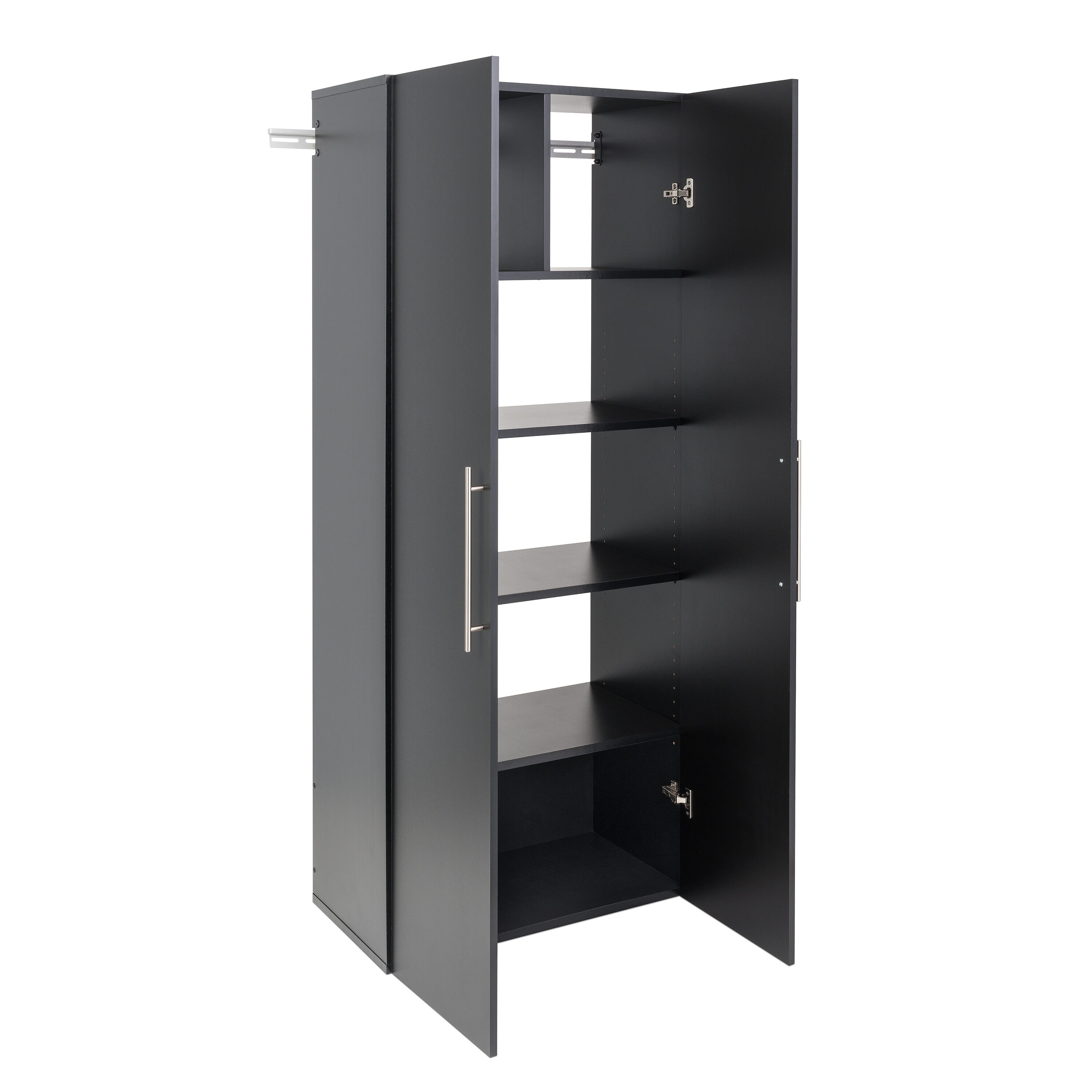 Gabinete para garaje de madera compuesta montado en la pared Prepac HangUps de 30 pulgadas de ancho x 72 pulgadas de alto x 16 pulgadas de profundidad en color negro BSCW-0707-2K