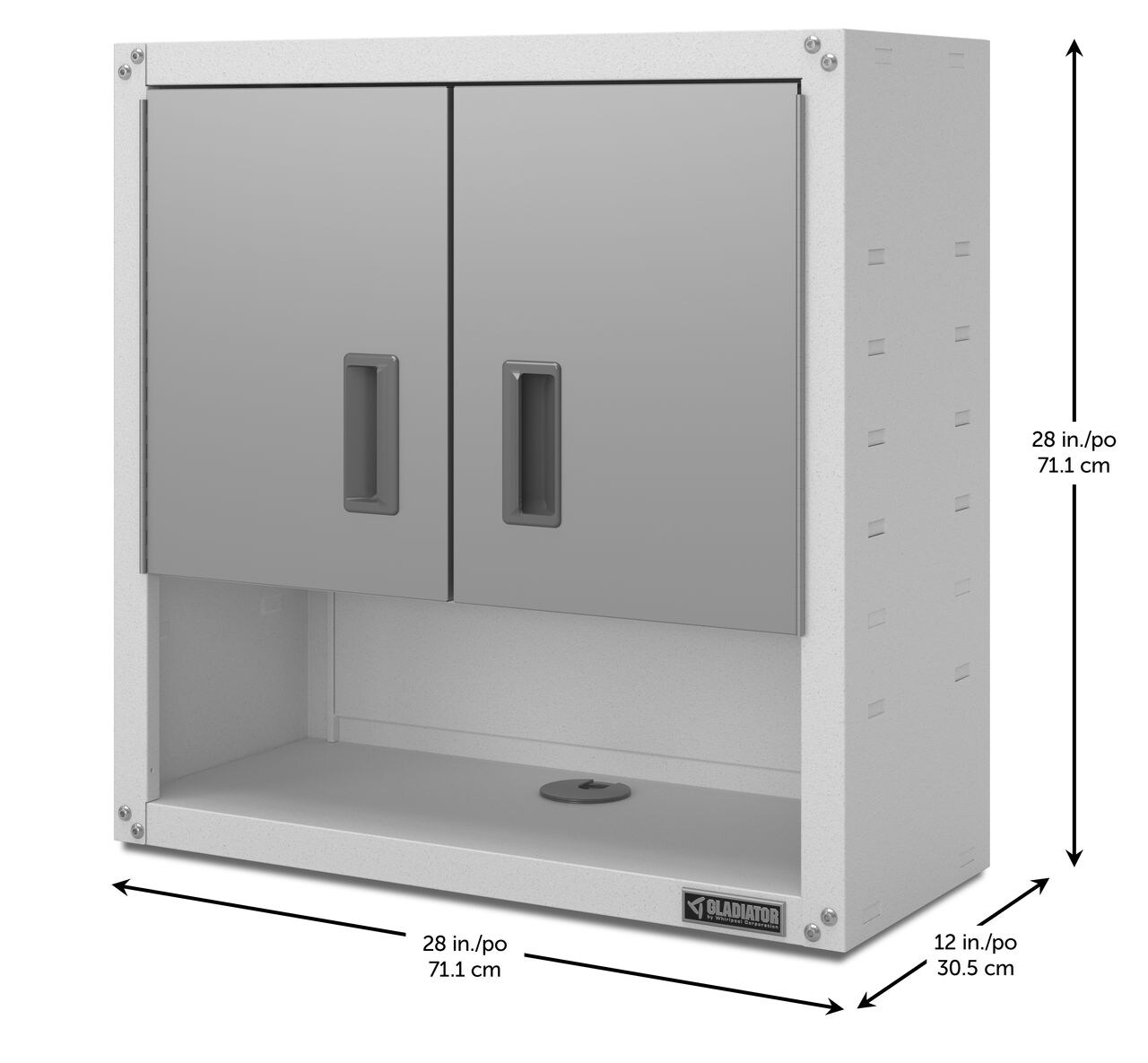Gabinete de pared para garaje de acero de 28 pulgadas de ancho x 28 pulgadas de alto x 12 pulgadas de profundidad en color blanco Gladiator GAWG28KVEW
