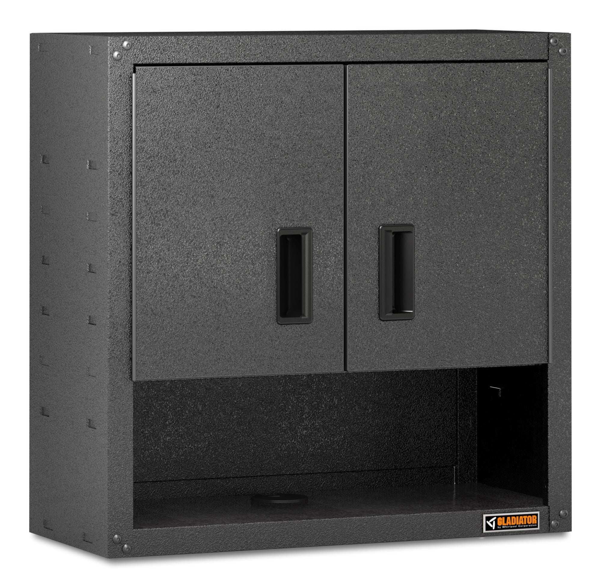 Gabinete de garaje de acero montado en la pared Gladiator de 28 pulgadas de ancho x 28 pulgadas de alto x 12 pulgadas de profundidad en gris GAWG28KDESG