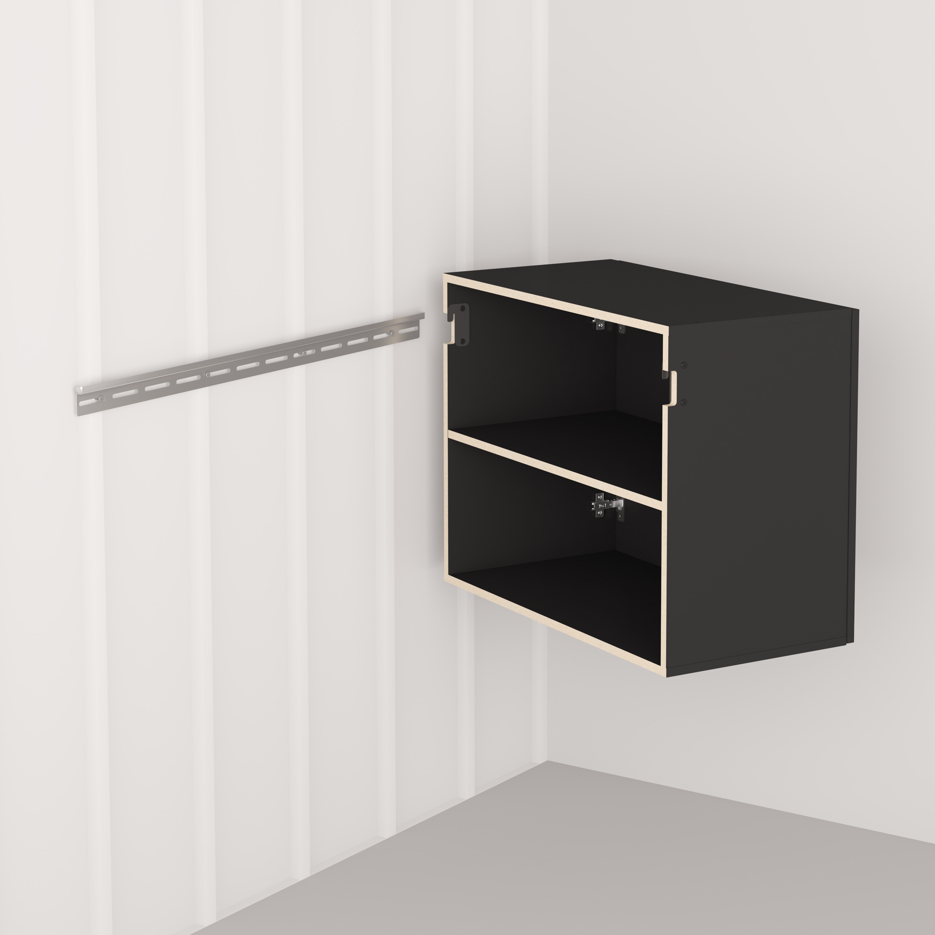 Gabinete de garaje de madera compuesta montado en la pared Prepac HangUps de 30 pulgadas de ancho x 24 pulgadas de alto x 16 pulgadas de profundidad en negro BSUW-0707-1