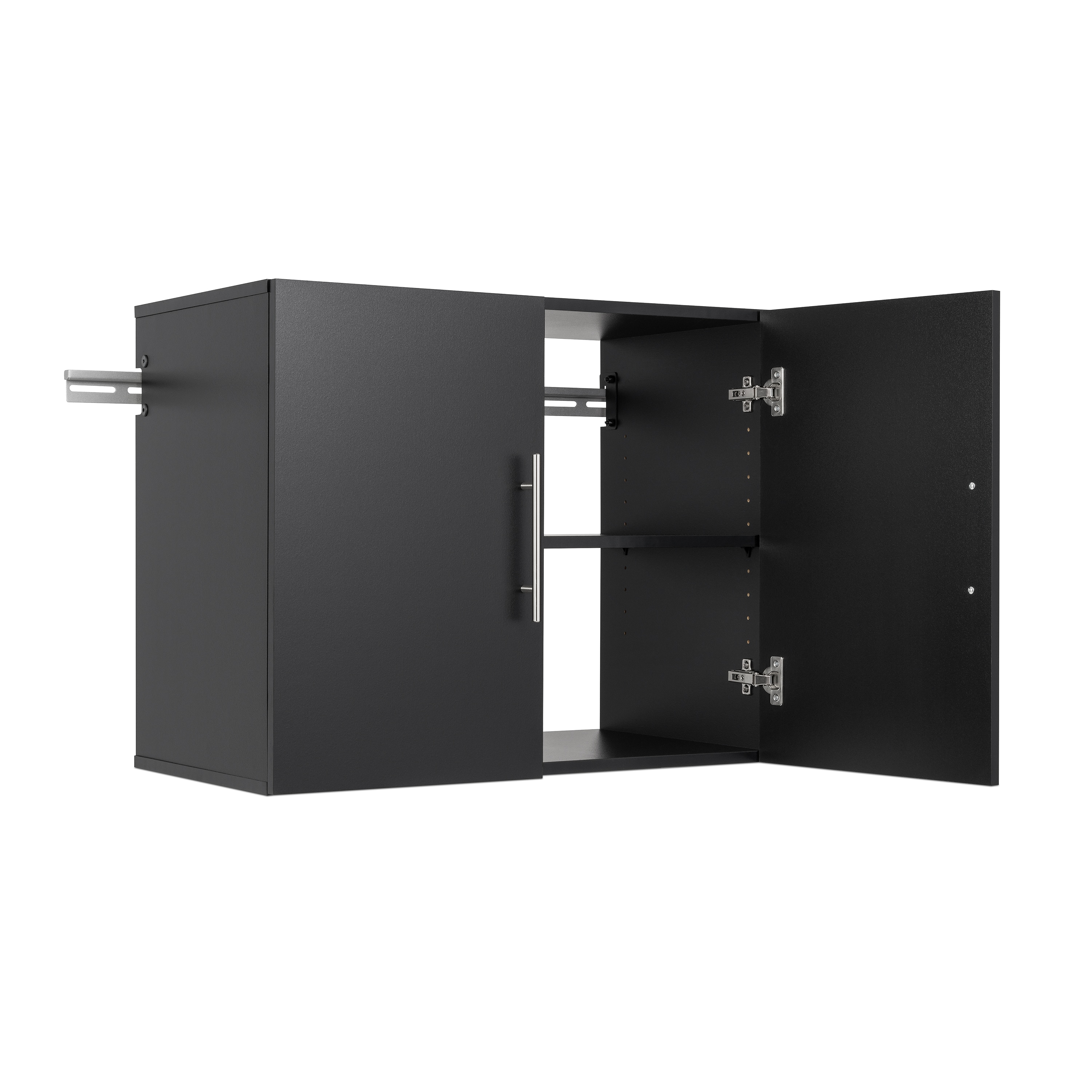 Gabinete de garaje de madera compuesta montado en la pared Prepac HangUps de 30 pulgadas de ancho x 24 pulgadas de alto x 16 pulgadas de profundidad en negro BSUW-0707-1