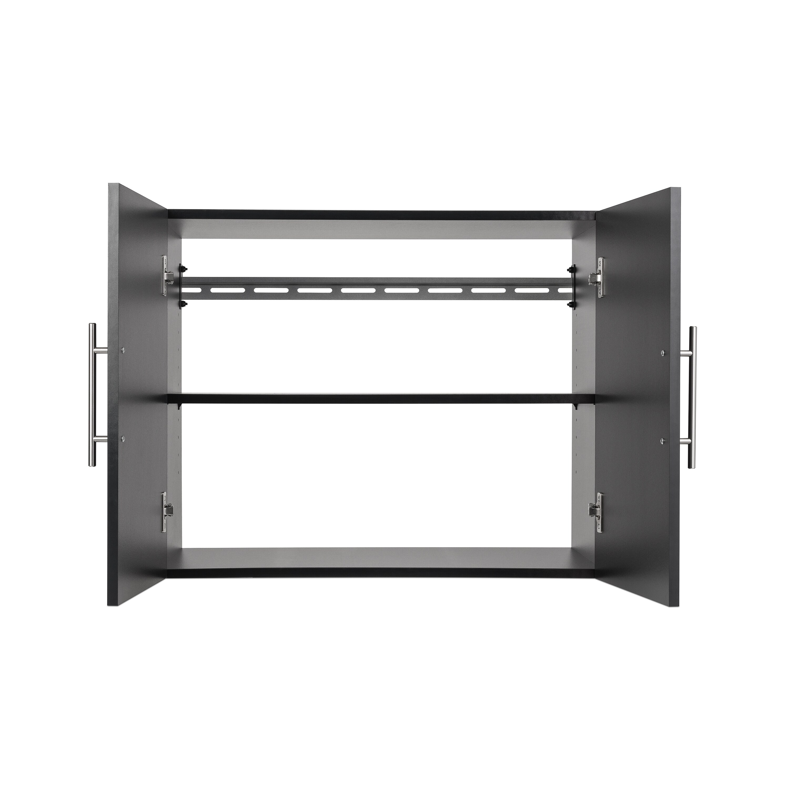 Gabinete de garaje de madera compuesta montado en la pared Prepac HangUps de 30 pulgadas de ancho x 24 pulgadas de alto x 16 pulgadas de profundidad en negro BSUW-0707-1
