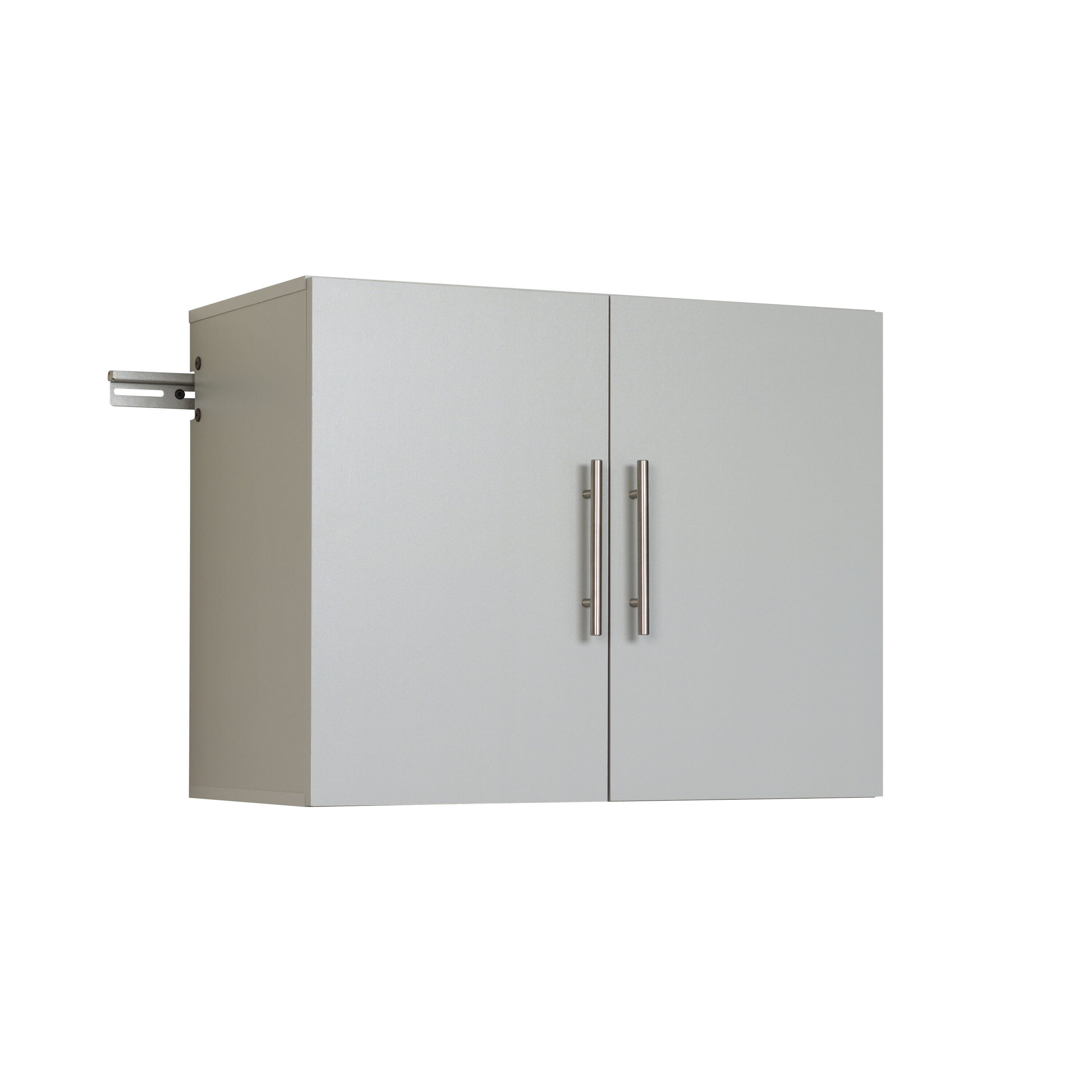 Gabinete de garaje de madera compuesta montado en la pared en gris de 30 pulgadas de ancho x 24 pulgadas de alto x 16 pulgadas de profundidad de Prepac HangUps GSUW-0707-1