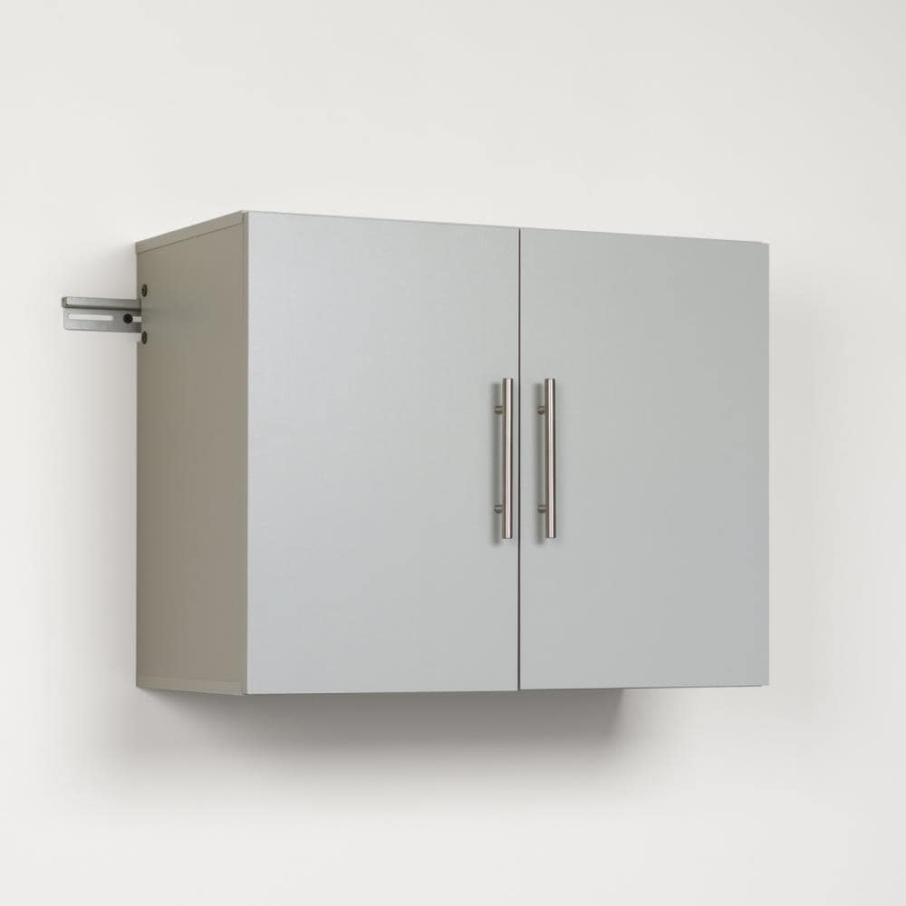 Gabinete de garaje de madera compuesta montado en la pared en gris de 30 pulgadas de ancho x 24 pulgadas de alto x 16 pulgadas de profundidad de Prepac HangUps GSUW-0707-1