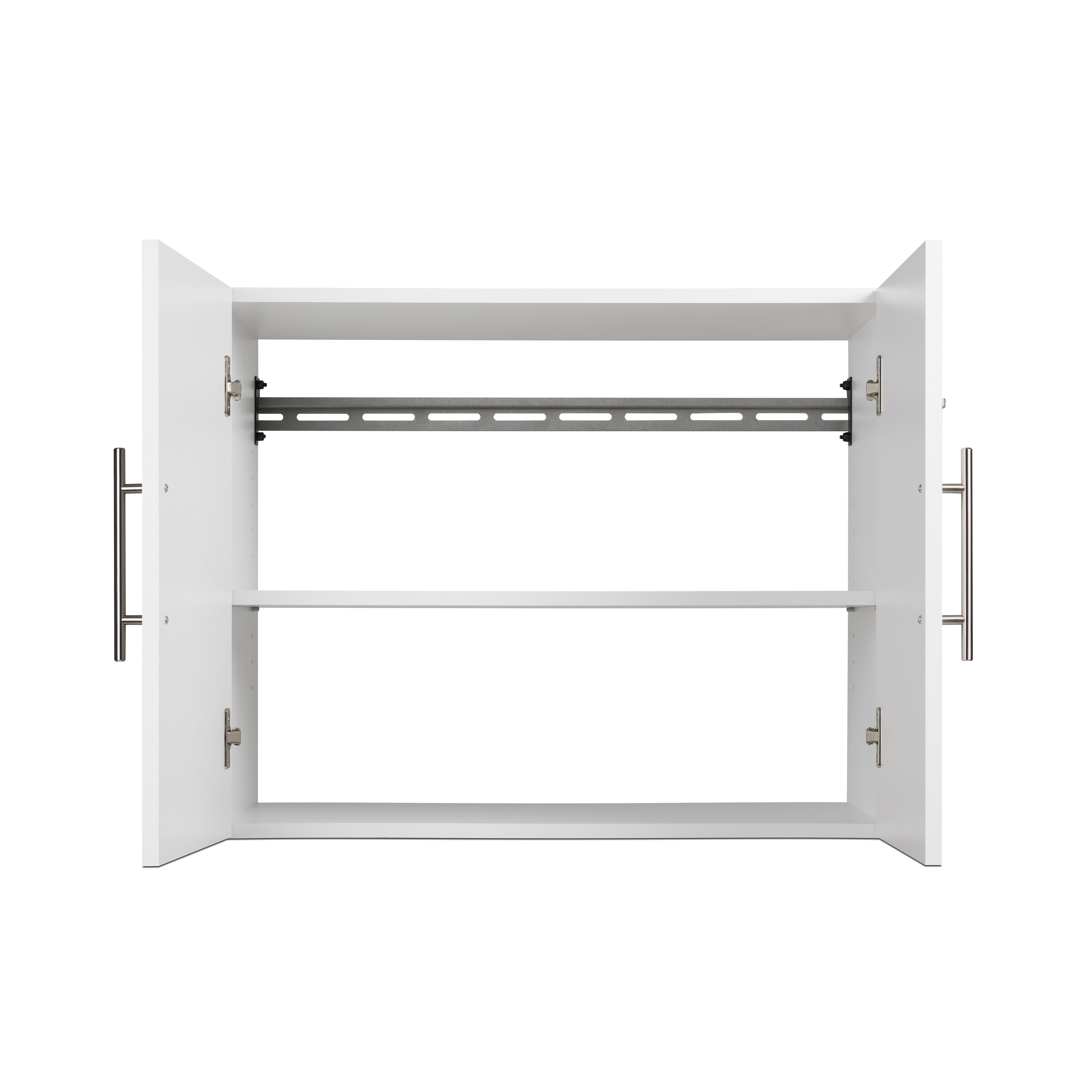 Gabinete de garaje de madera compuesta montado en la pared Prepac HangUps de 30 pulgadas de ancho x 24 pulgadas de alto x 16 pulgadas de profundidad en blanco WSUW-0707-1