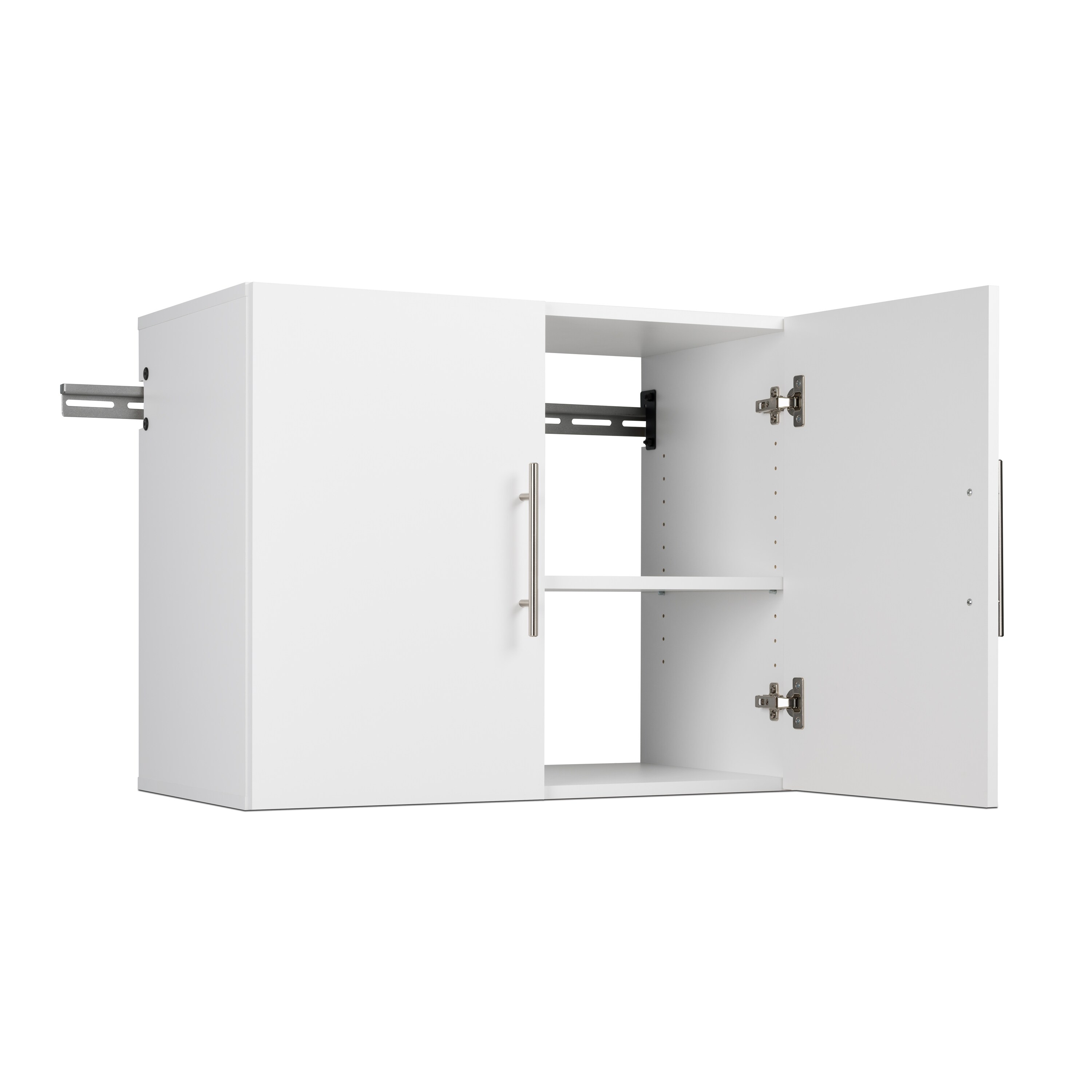 Gabinete de garaje de madera compuesta montado en la pared Prepac HangUps de 30 pulgadas de ancho x 24 pulgadas de alto x 16 pulgadas de profundidad en blanco WSUW-0707-1