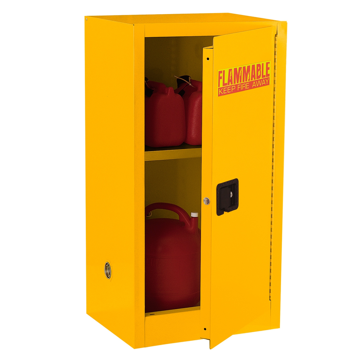 Gabinete de garaje independiente de acero en amarillo 23 pulgadas de ancho x 44 pulgadas de alto x 18 pulgadas de profundidad de Sandusky SC16F-P