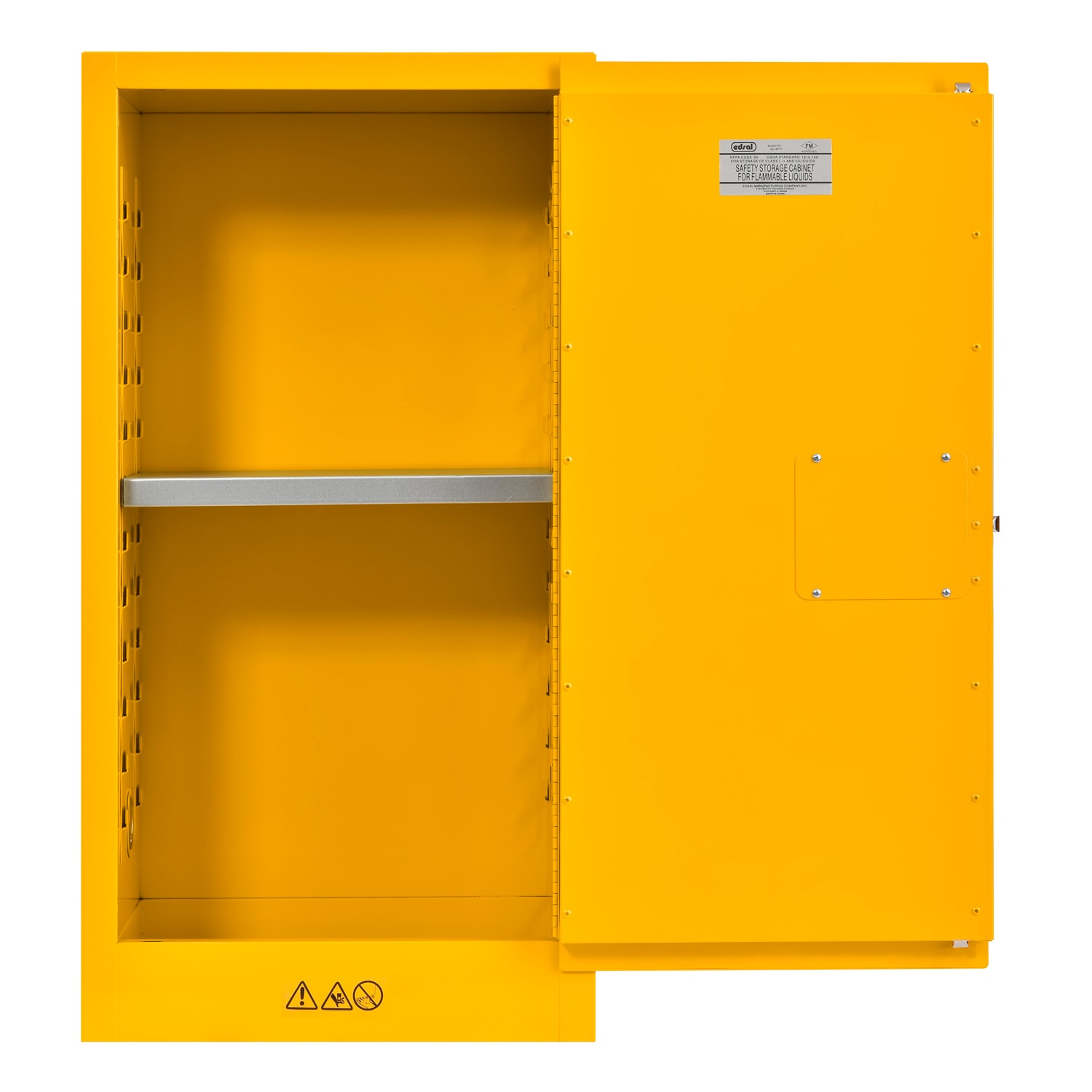 Gabinete de garaje independiente de acero en amarillo 23 pulgadas de ancho x 44 pulgadas de alto x 18 pulgadas de profundidad de Sandusky SC16F-P