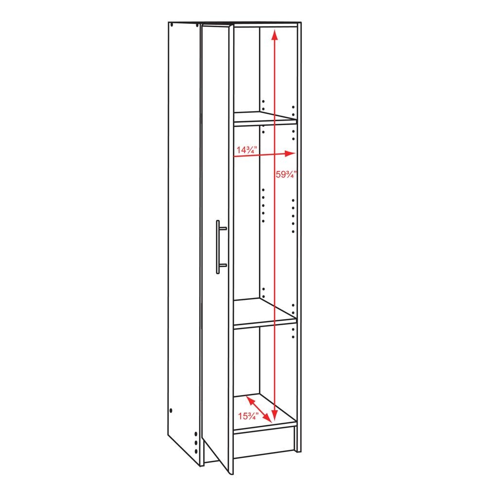 Gabinete de almacenamiento utilitario independiente blanco de madera compuesta de 16 pulgadas de ancho x 65 pulgadas de alto de la colección Elite de Prepac WEB-1664