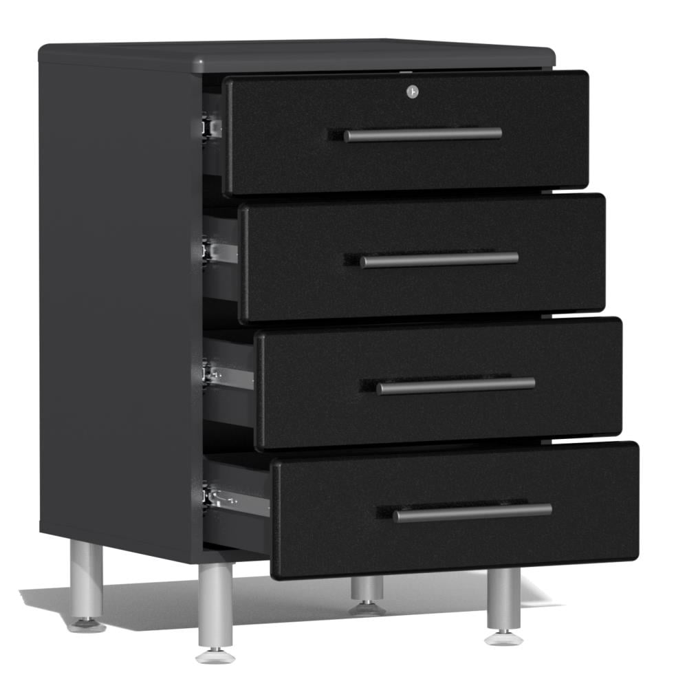 Sistema de almacenamiento para garaje Ulti-MATE 82.7 pulgadas de ancho x 80 pulgadas de alto x 21 pulgadas de profundidad con 5 gabinetes de madera compuesta, frente metálico negro y caja gris UG22050B