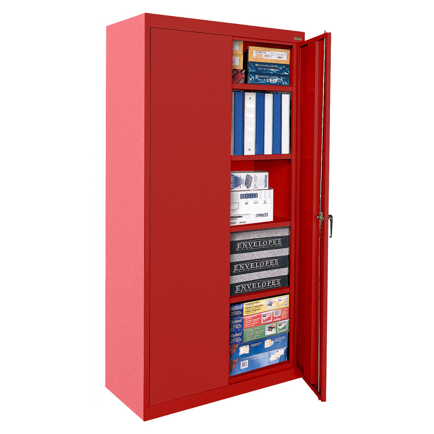 Gabinete de Garage de Acero Independiente en Rojo de 36 pulgadas de ancho x 72 pulgadas de alto x 24 pulgadas de profundidad Sandusky CA41362472-01