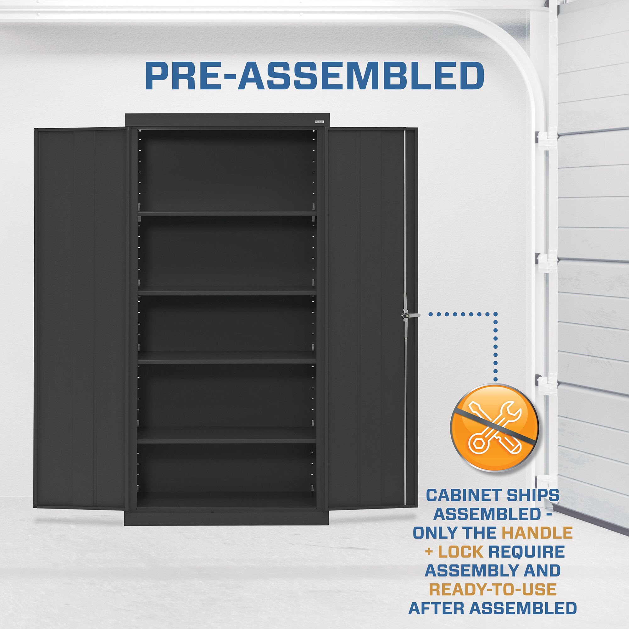 Gabinete metálico independiente para garaje en negro de 36 pulgadas de ancho x 72 pulgadas de alto x 24 pulgadas de profundidad Sandusky CA41362472-09