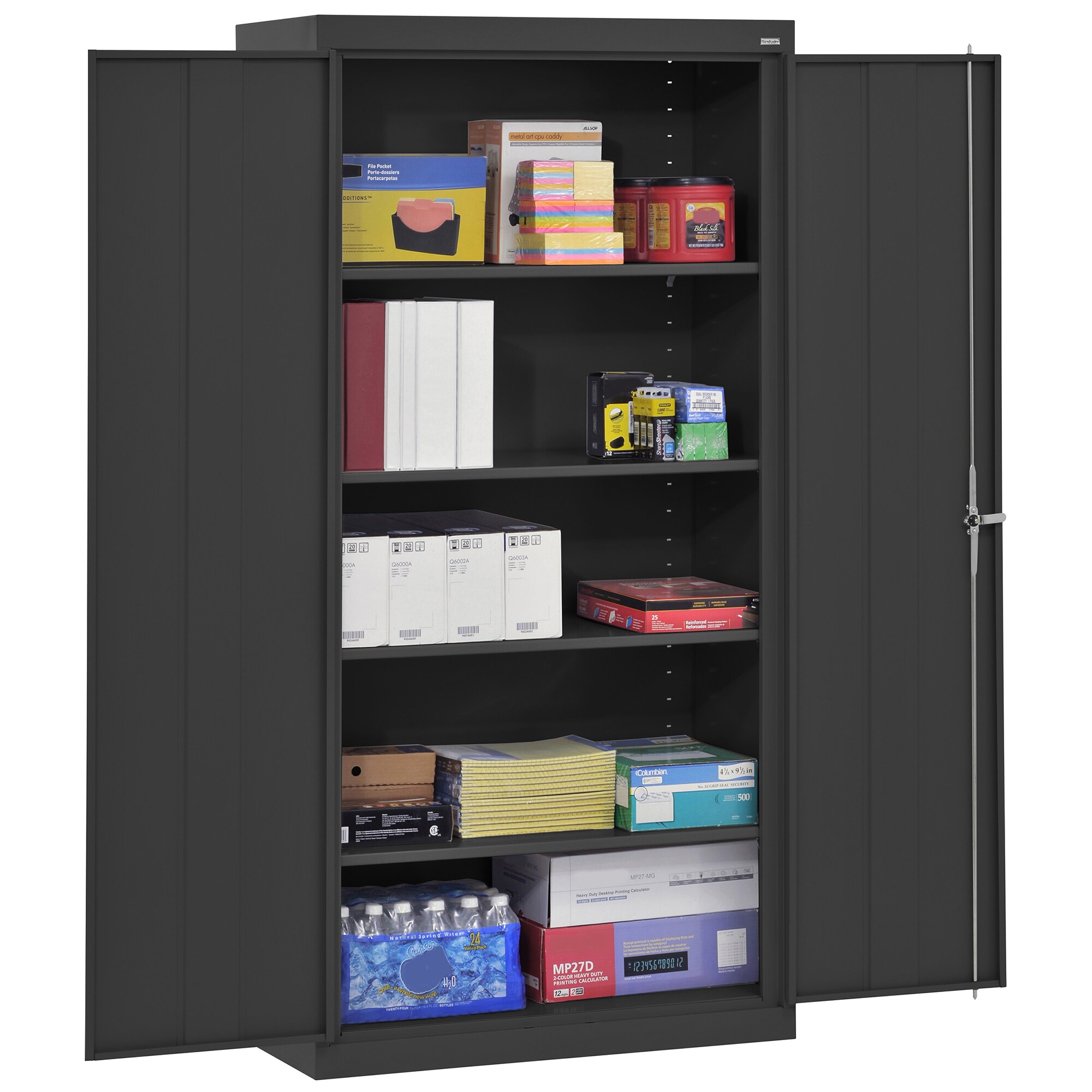 Gabinete metálico independiente para garaje en negro de 36 pulgadas de ancho x 72 pulgadas de alto x 24 pulgadas de profundidad Sandusky CA41362472-09