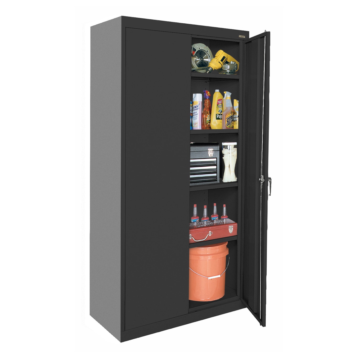 Gabinete metálico independiente para garaje en negro de 36 pulgadas de ancho x 72 pulgadas de alto x 24 pulgadas de profundidad Sandusky CA41362472-09