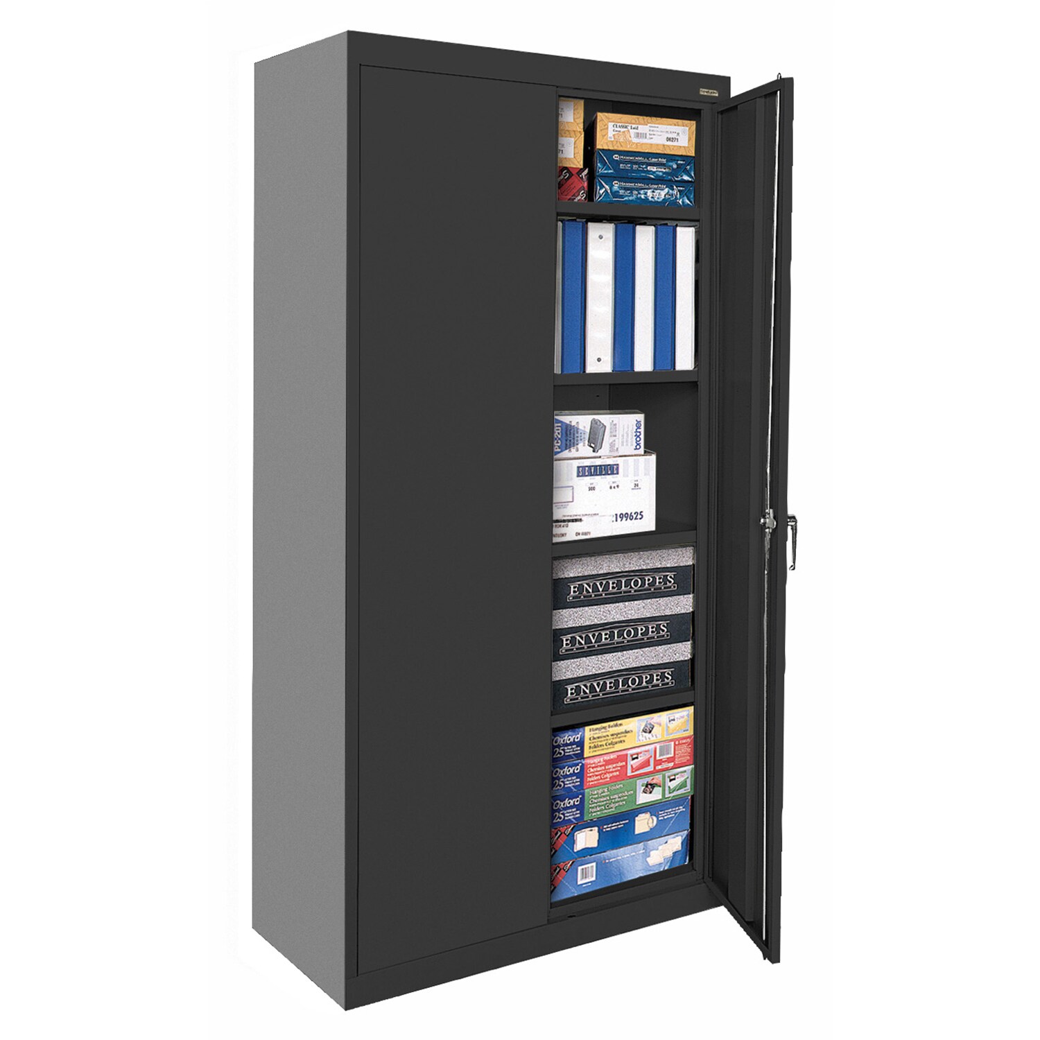 Gabinete metálico independiente para garaje en negro de 36 pulgadas de ancho x 72 pulgadas de alto x 24 pulgadas de profundidad Sandusky CA41362472-09