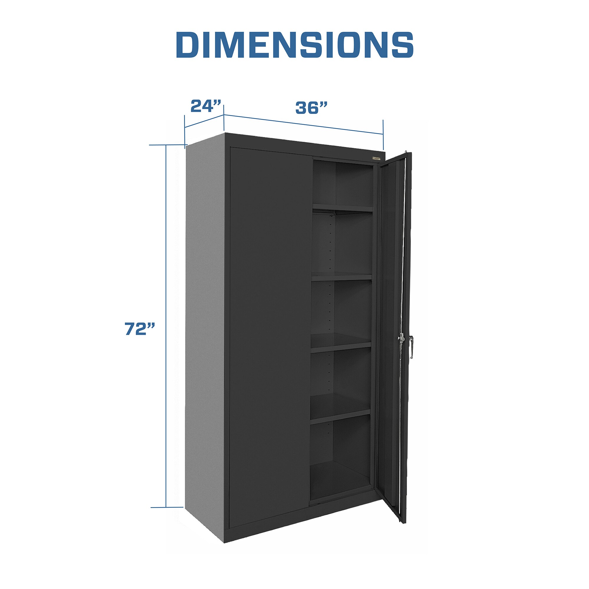 Gabinete metálico independiente para garaje en negro de 36 pulgadas de ancho x 72 pulgadas de alto x 24 pulgadas de profundidad Sandusky CA41362472-09